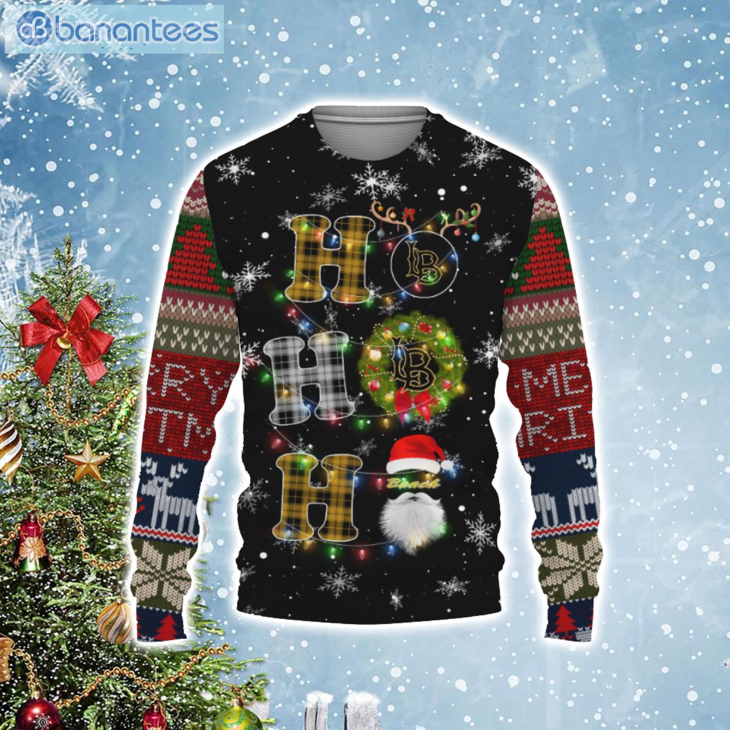 Long Beach State 49ers NCAA Santa Claus Ho Ho Ho Merry Christmas Light Ugly Christmas Sweater Product Photo 3