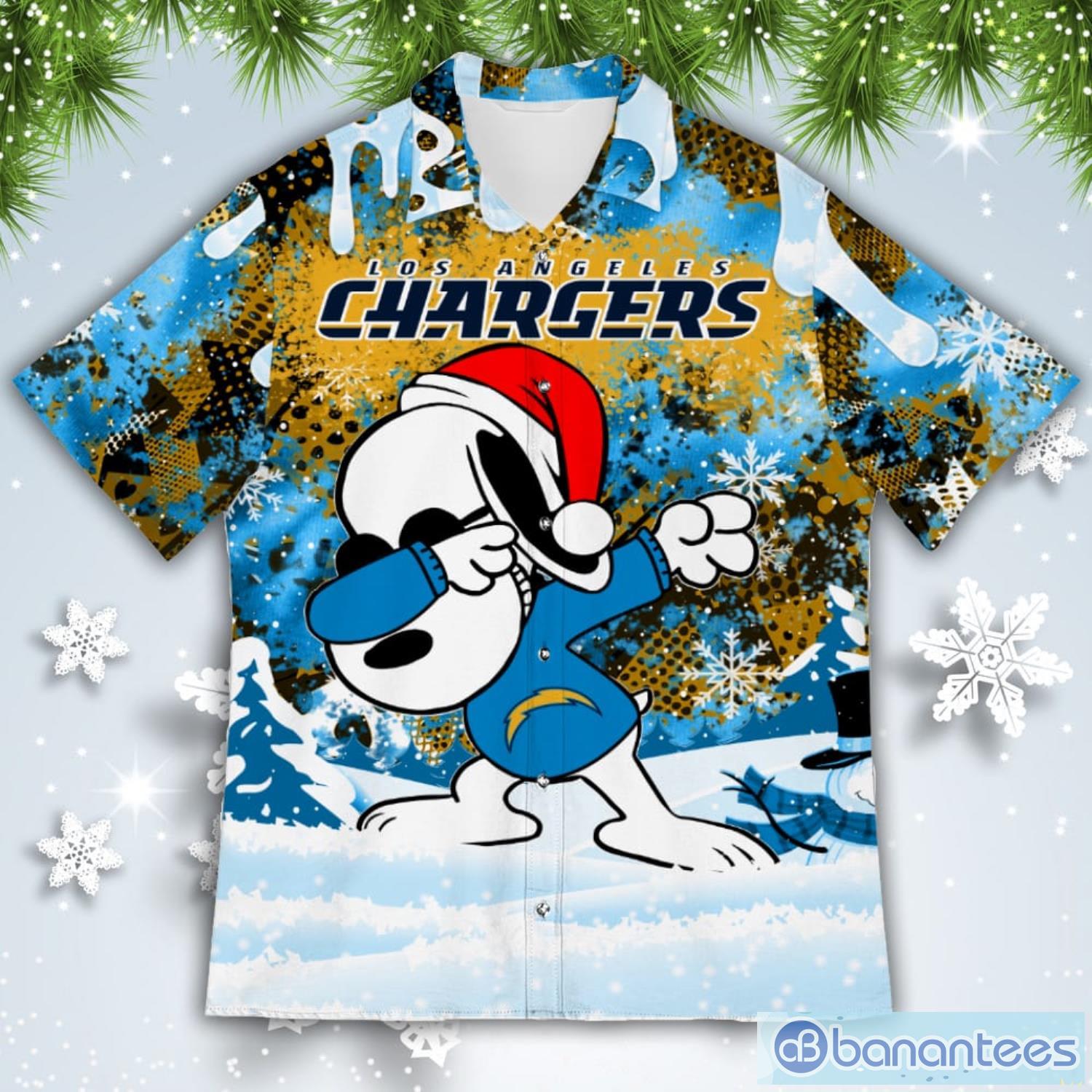 Los Angeles Chargers Snoopy Dabbing The Peanuts American Christmas Dripping Hawaiian Shirt Product Photo 2