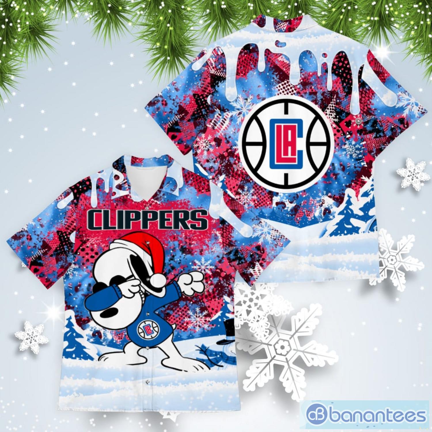 Los Angeles Clippers Snoopy Dabbing The Peanuts American Christmas Dripping Hawaiian Shirt Product Photo 1