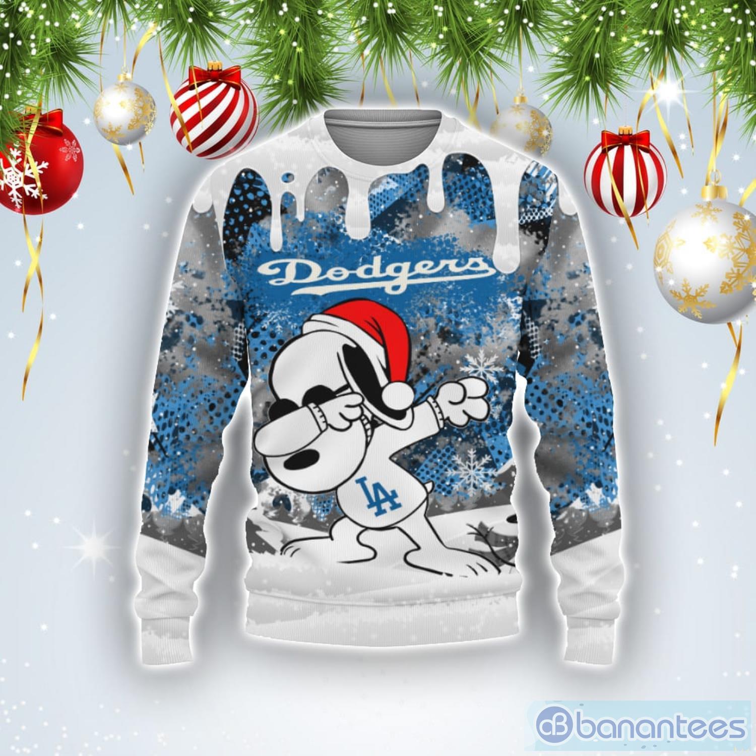 Los Angeles Dodgers Snoopy Dabbing The Peanuts Sports Football American Ugly Christmas Sweater Product Photo 1