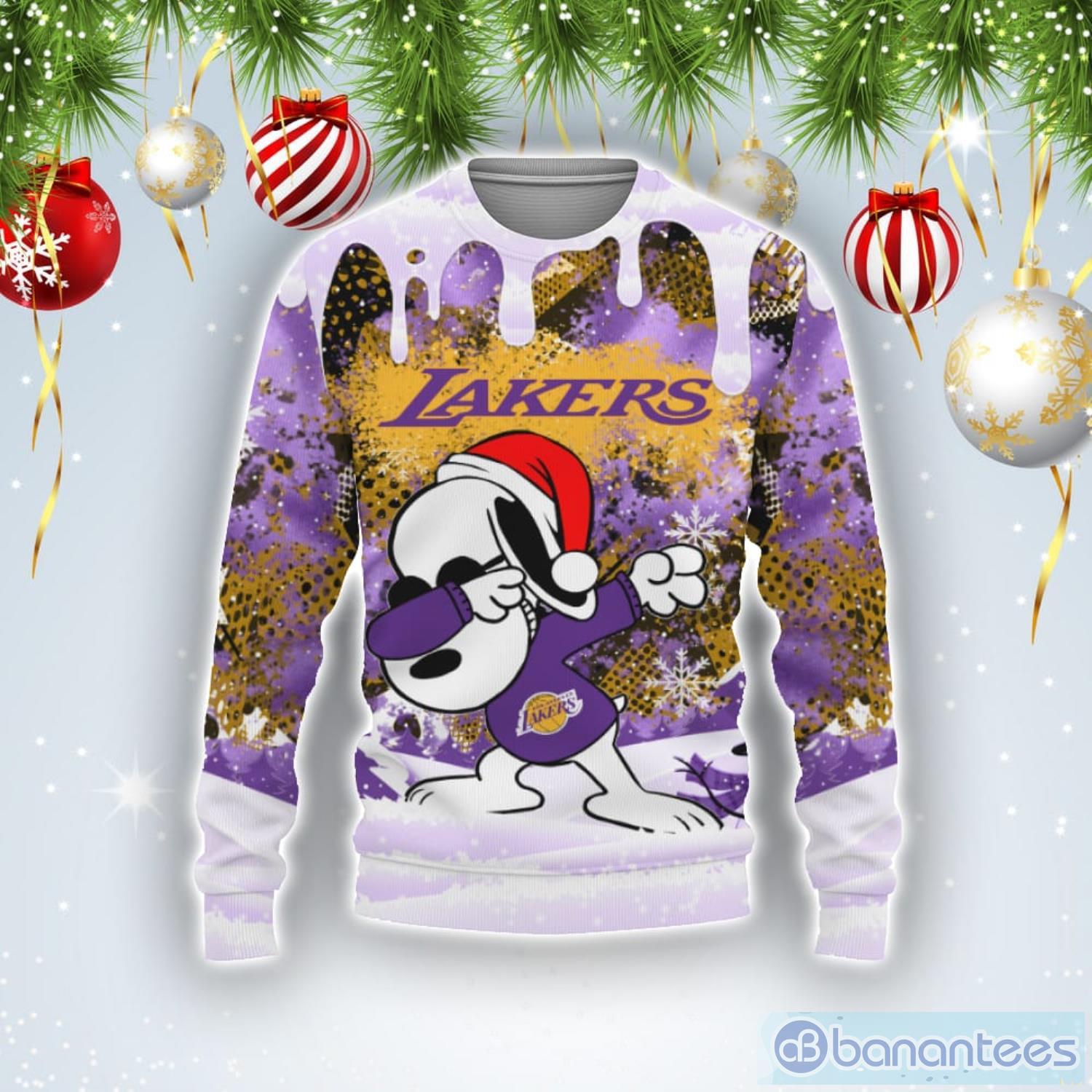 Los Angeles Lakers Snoopy Dabbing The Peanuts Sports Football American Ugly Christmas Sweater Product Photo 1