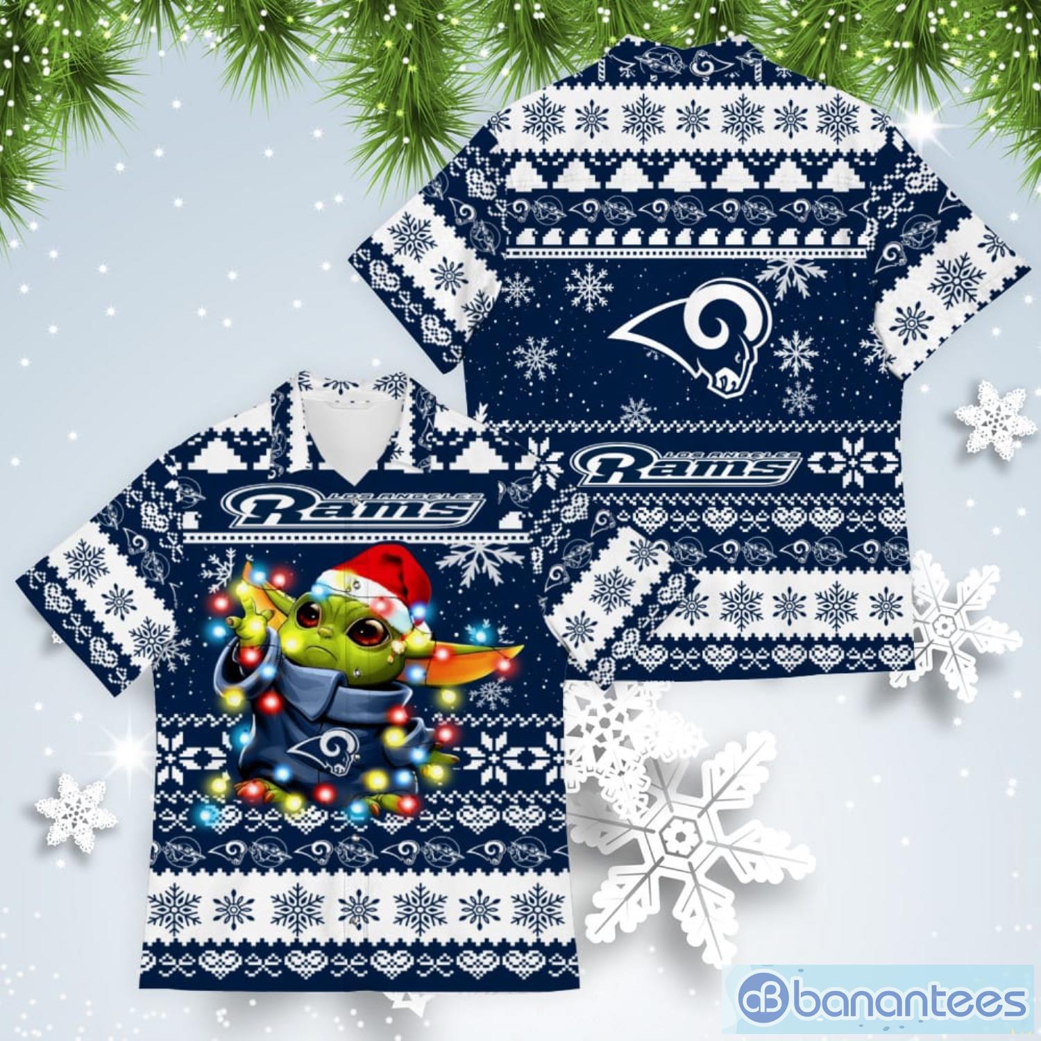 Los Angeles Rams Baby Yoda Star Wars American Ugly Christmas Sweater Pattern Hawaiian Shirt Product Photo 1