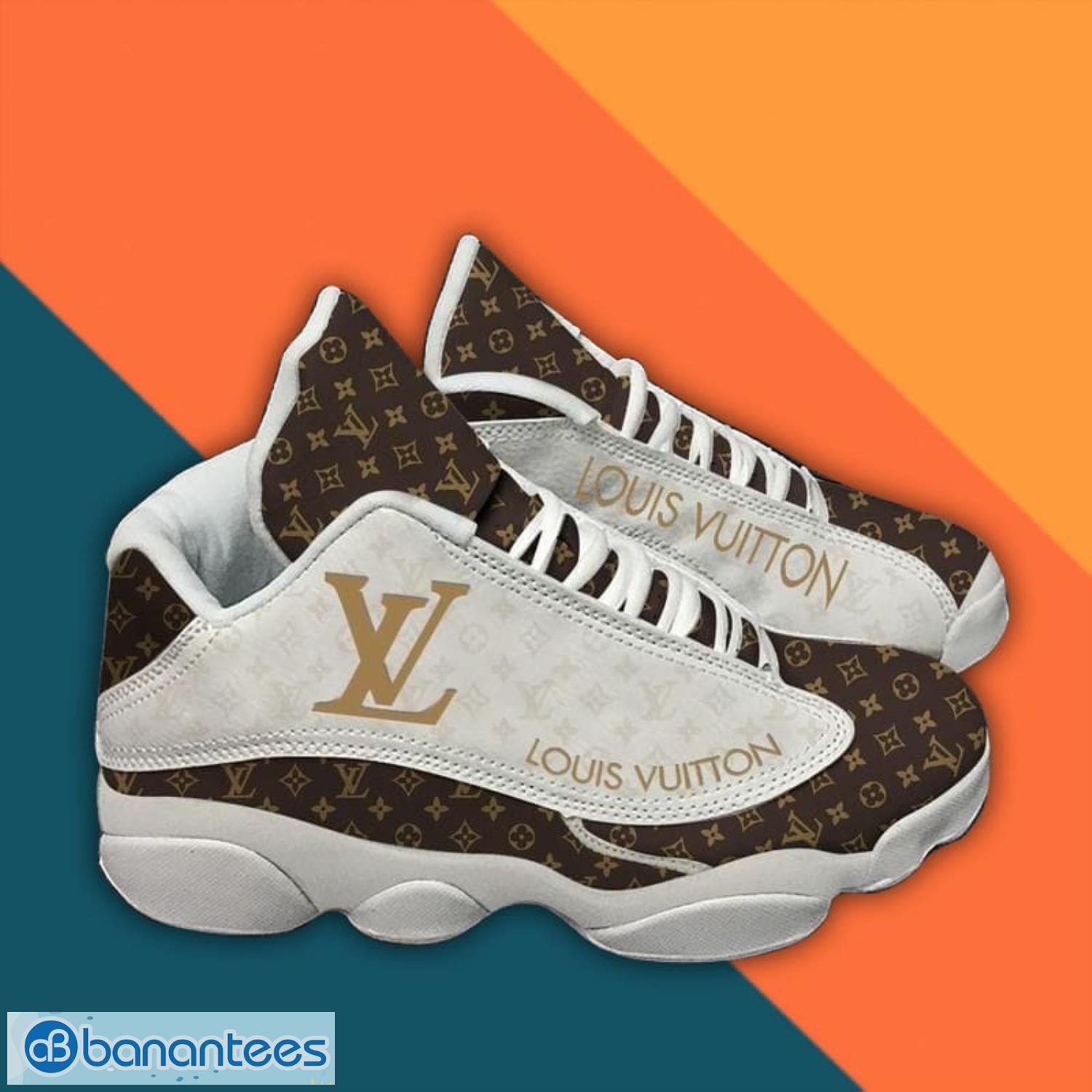 Louis Vuitton White And Brown Air Jordan 13 Sneaker Shoes Product Photo 2