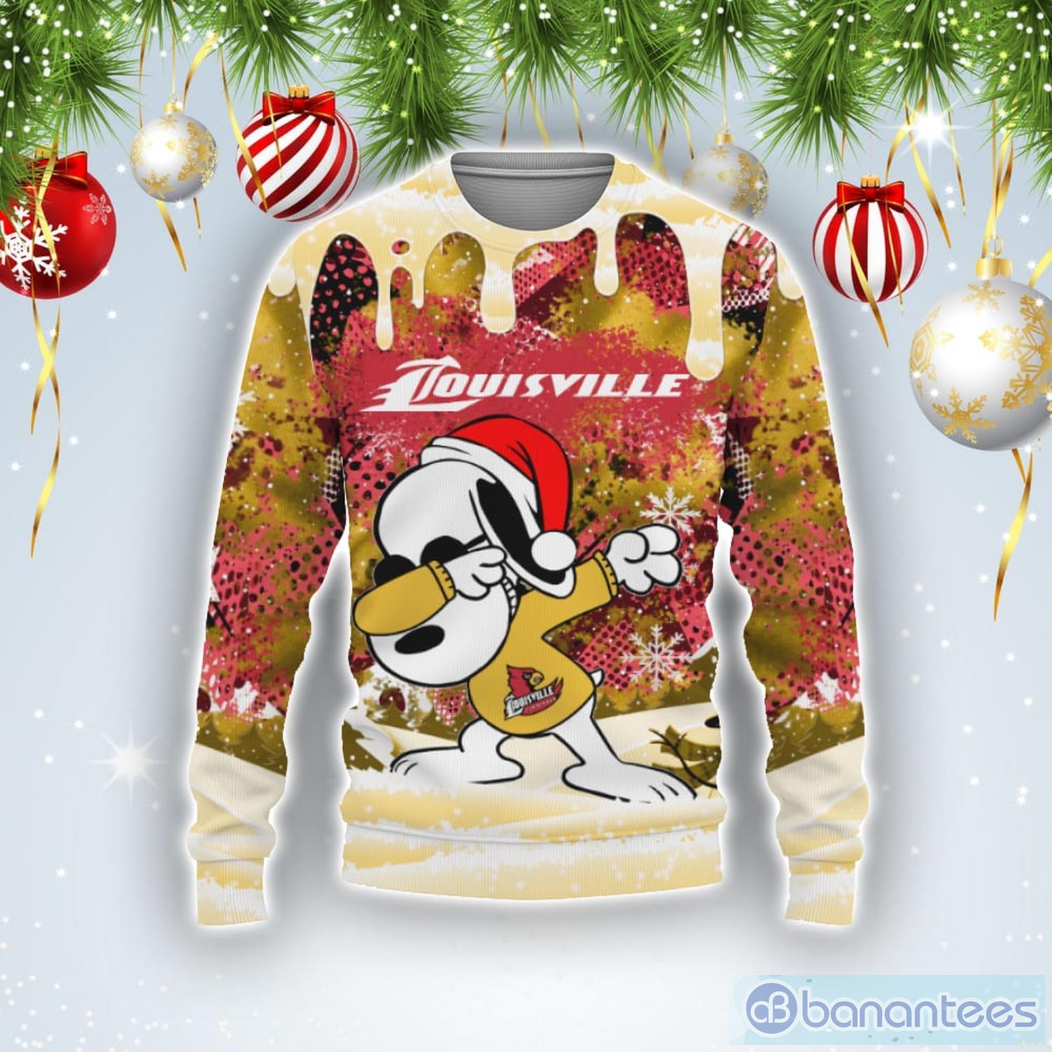 Louisville Cardinals Snoopy Dabbing The Peanuts Sports Football American Ugly Christmas Sweater Product Photo 1