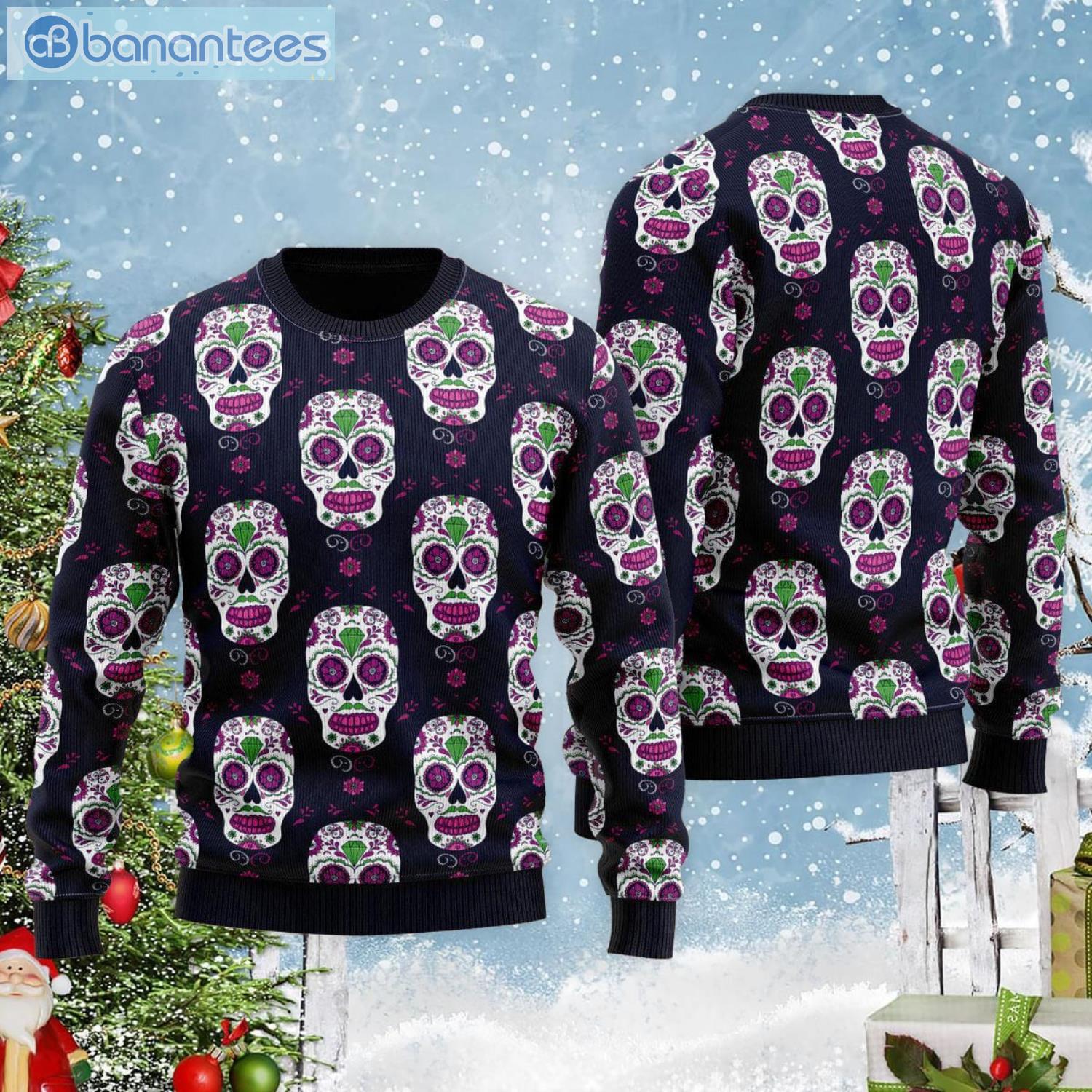 Mexican Day Sugar Skull All Over Print Ugly Christmas Sweater Product Photo 2