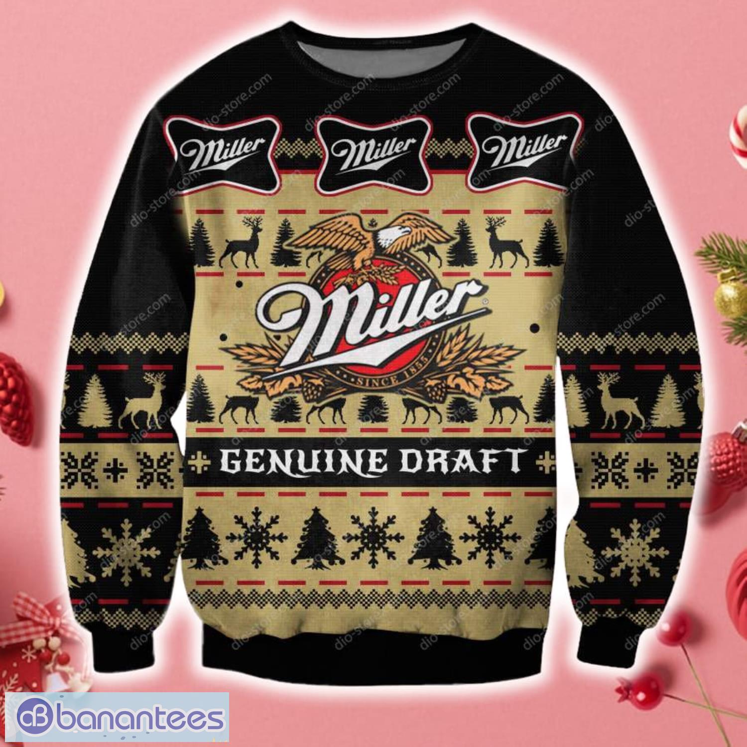 Miller Genuine Draft Beer 3D Christmas Knitting Pattern Ugly Sweater Sweatshirt Product Photo 1 Miller Genuine Draft Beer 3D Christmas Knitting Pattern Ugly Sweater Sweatshirt Product Photo 1