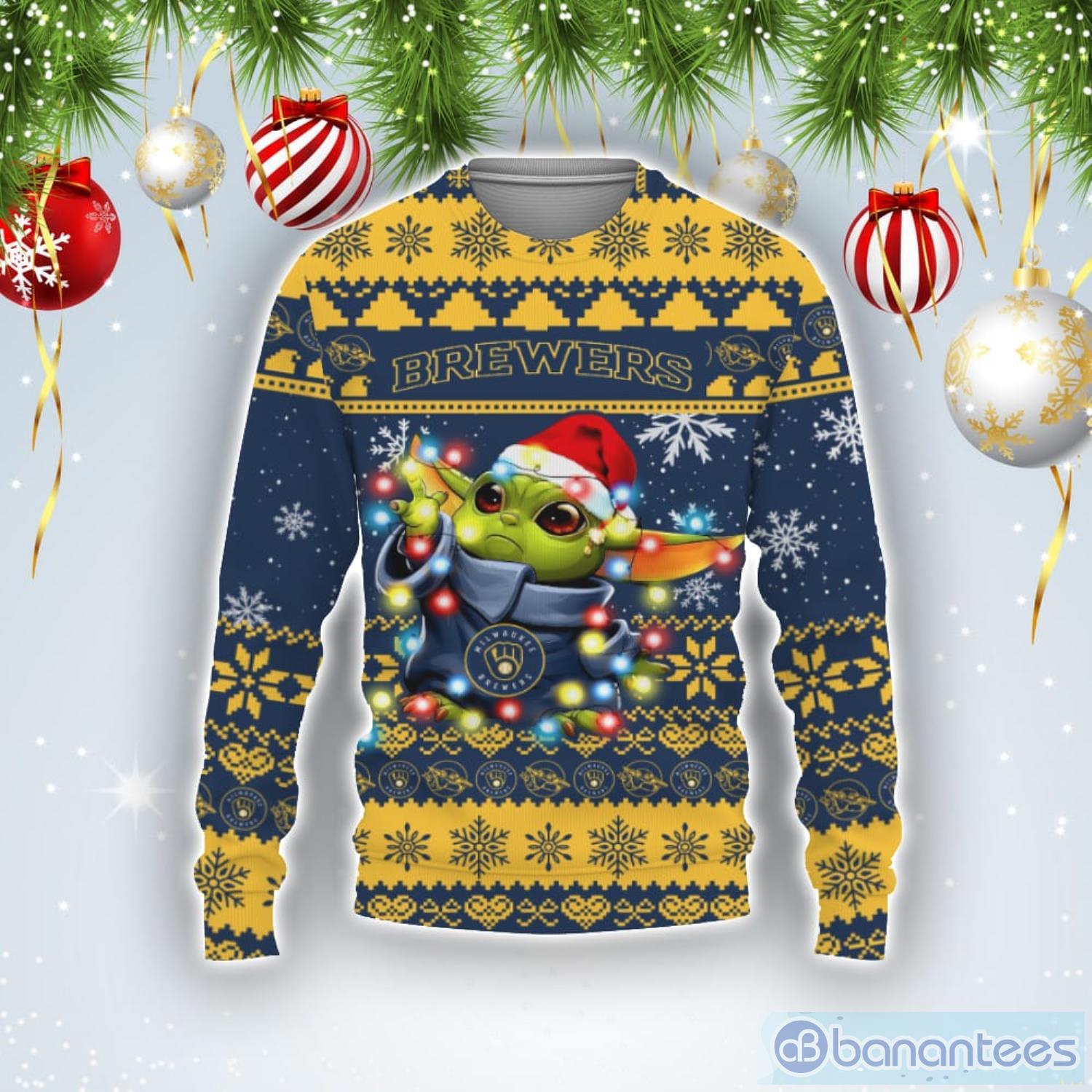 Milwaukee Brewers Baby Yoda Star Wars Sports Football American Ugly Christmas Sweater Product Photo 1