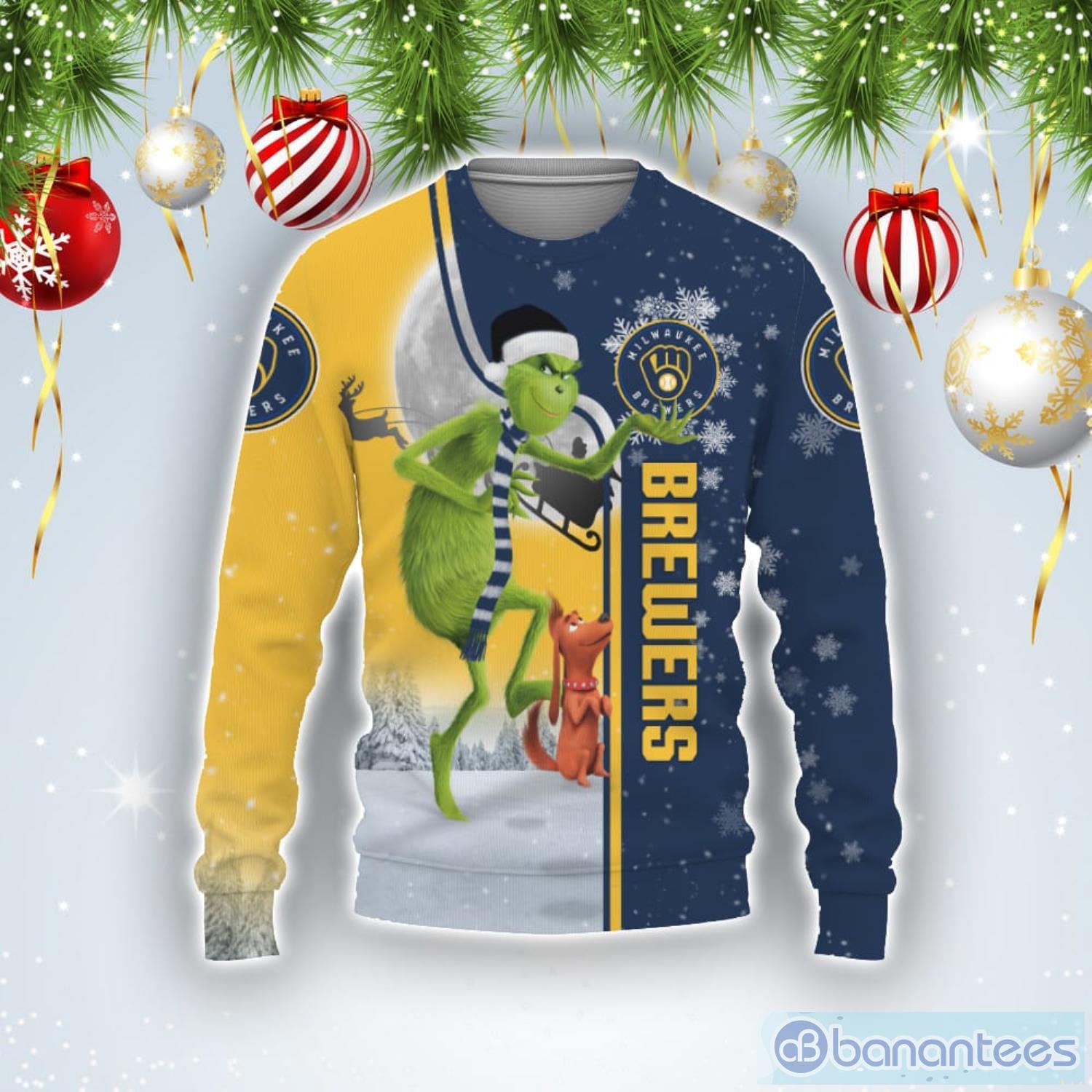 Milwaukee Brewers MLB Funny Grinch Ugly Christmas Sweater Product Photo 1