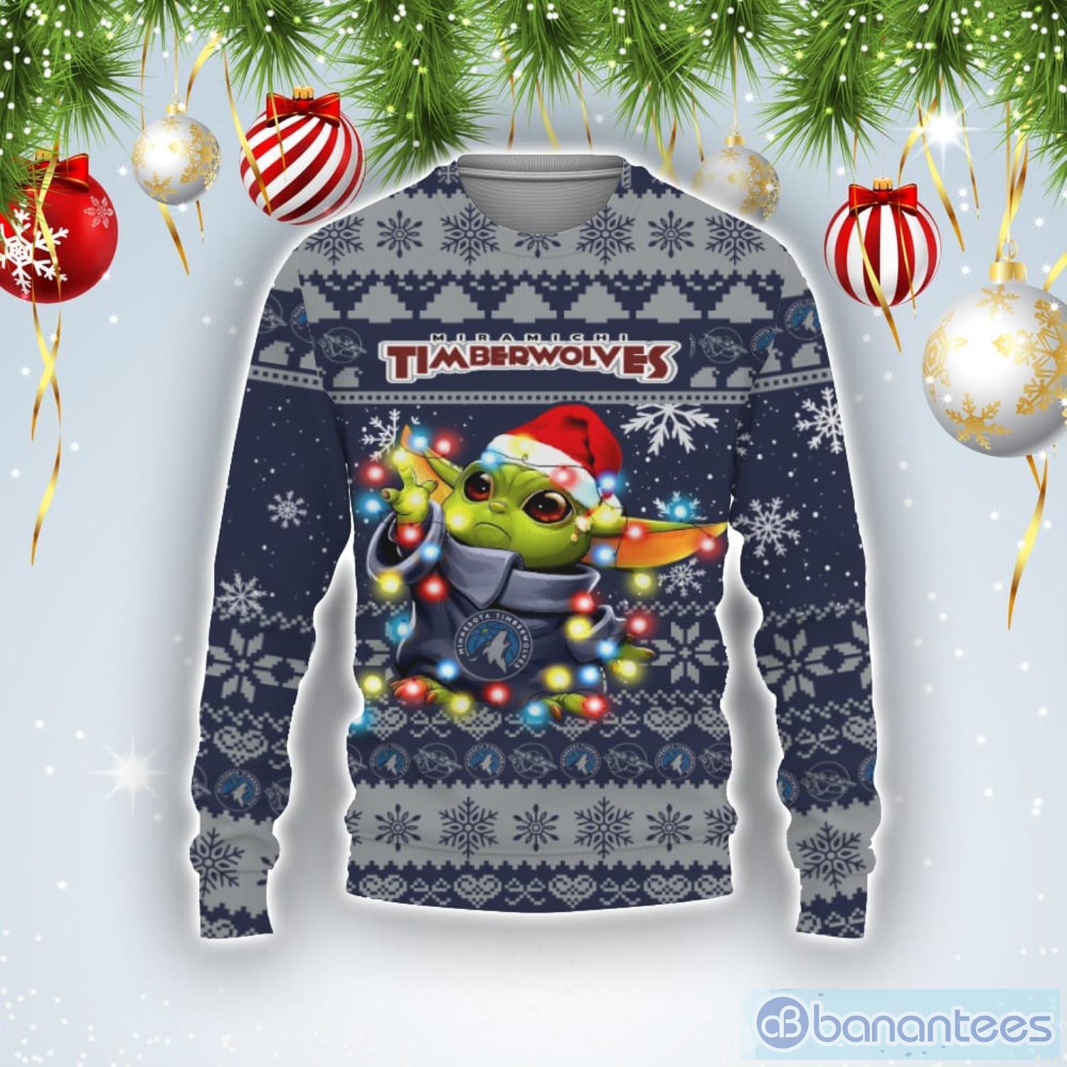 Minnesota Timberwolves Baby Yoda Star Wars Sports Football American Ugly Christmas Sweater Product Photo 1
