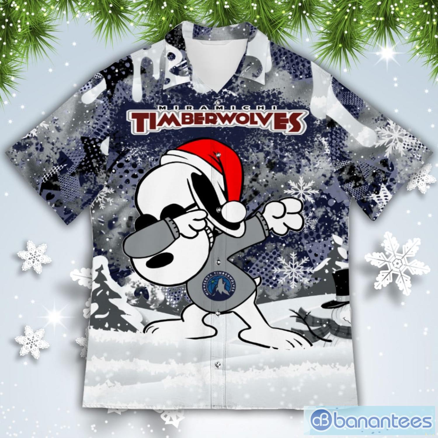 Minnesota Timberwolves Snoopy Dabbing The Peanuts American Christmas Dripping Hawaiian Shirt Product Photo 2