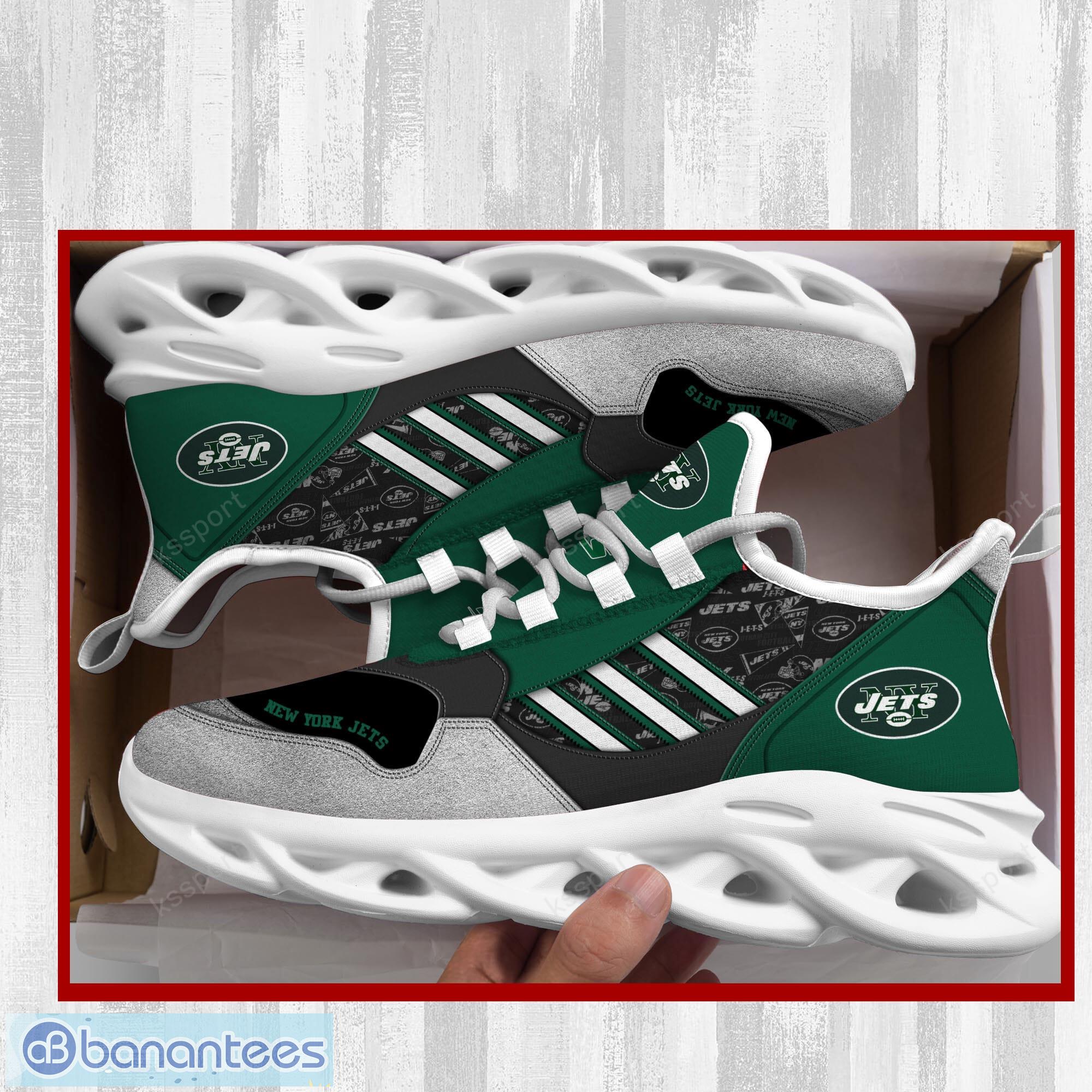 New York Jets NFL Black And White Max Soul Sneakers Sport Shoes - Banantees