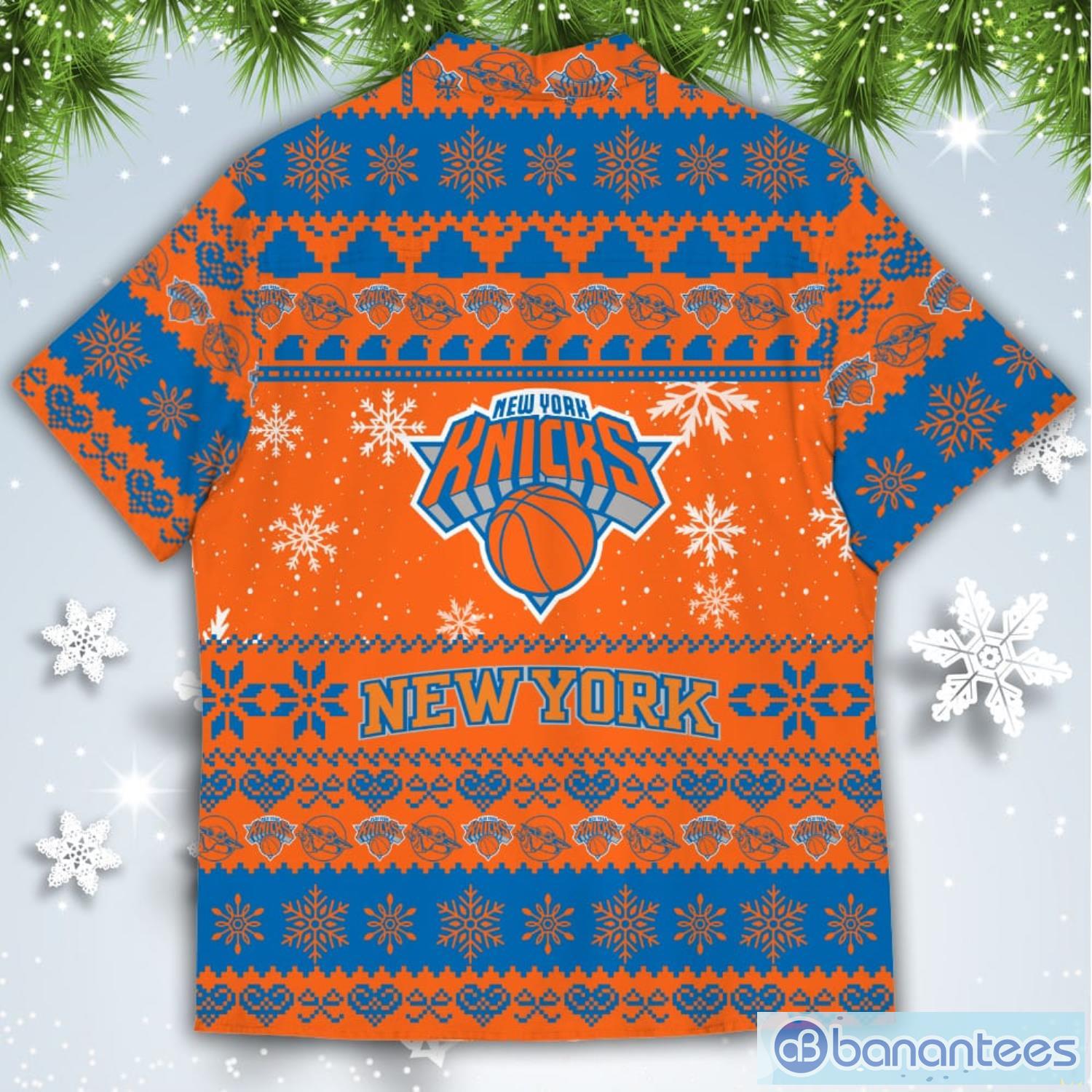 New York Knicks Baby Yoda Star Wars American Ugly Christmas Sweater Pattern Hawaiian Shirt Product Photo 3