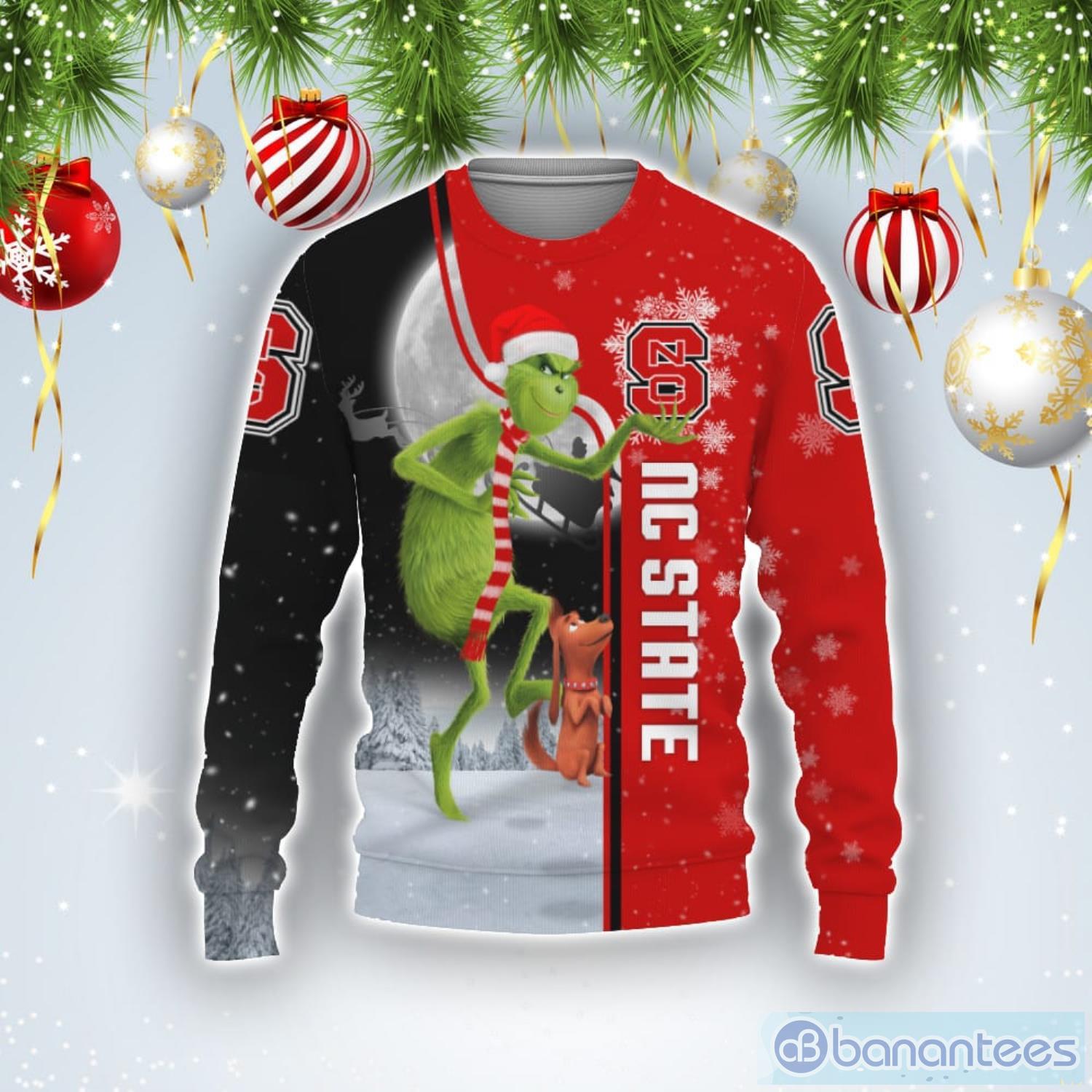 North Carolina State WolfpackFunny Grinch Ugly Christmas Sweater Product Photo 1