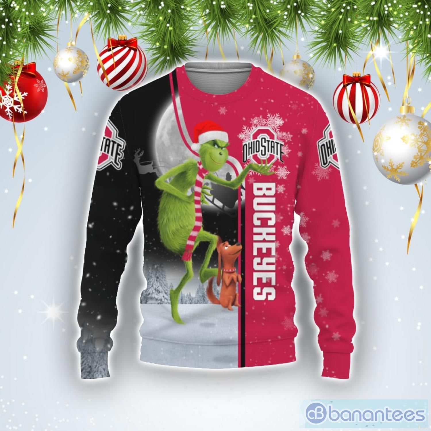 Ohio State Buckeyes Funny Grinch Ugly Christmas Sweater Product Photo 1