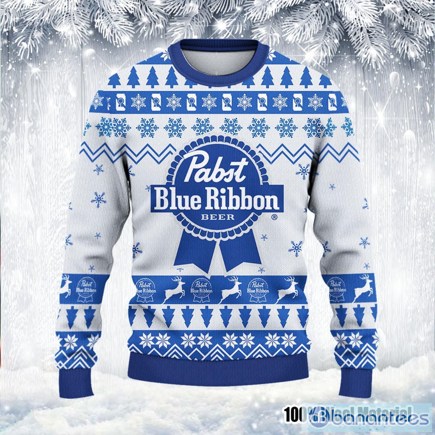 Pabst Blue Ribbon Christmas Ugly Sweater Pabst Blue Ribbon Christmas Sweater Beer Lover Christmas Product Photo 2