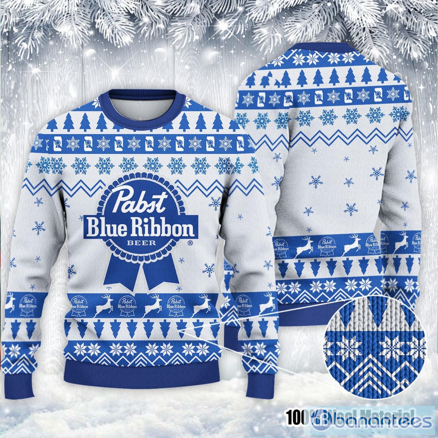 Pabst Blue Ribbon Christmas Ugly Sweater Pabst Blue Ribbon Christmas Sweater Beer Lover Christmas Product Photo 1
