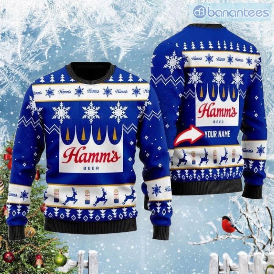 Personalized Name Funny Hamm's Beer Ugly Ugly Christmas Sweater Product Photo 1