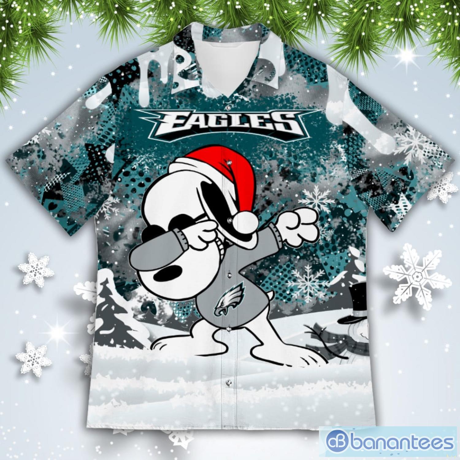 Philadelphia Eagles Snoopy Dabbing The Peanuts American Christmas Dripping  Hawaiian Shirt - Banantees