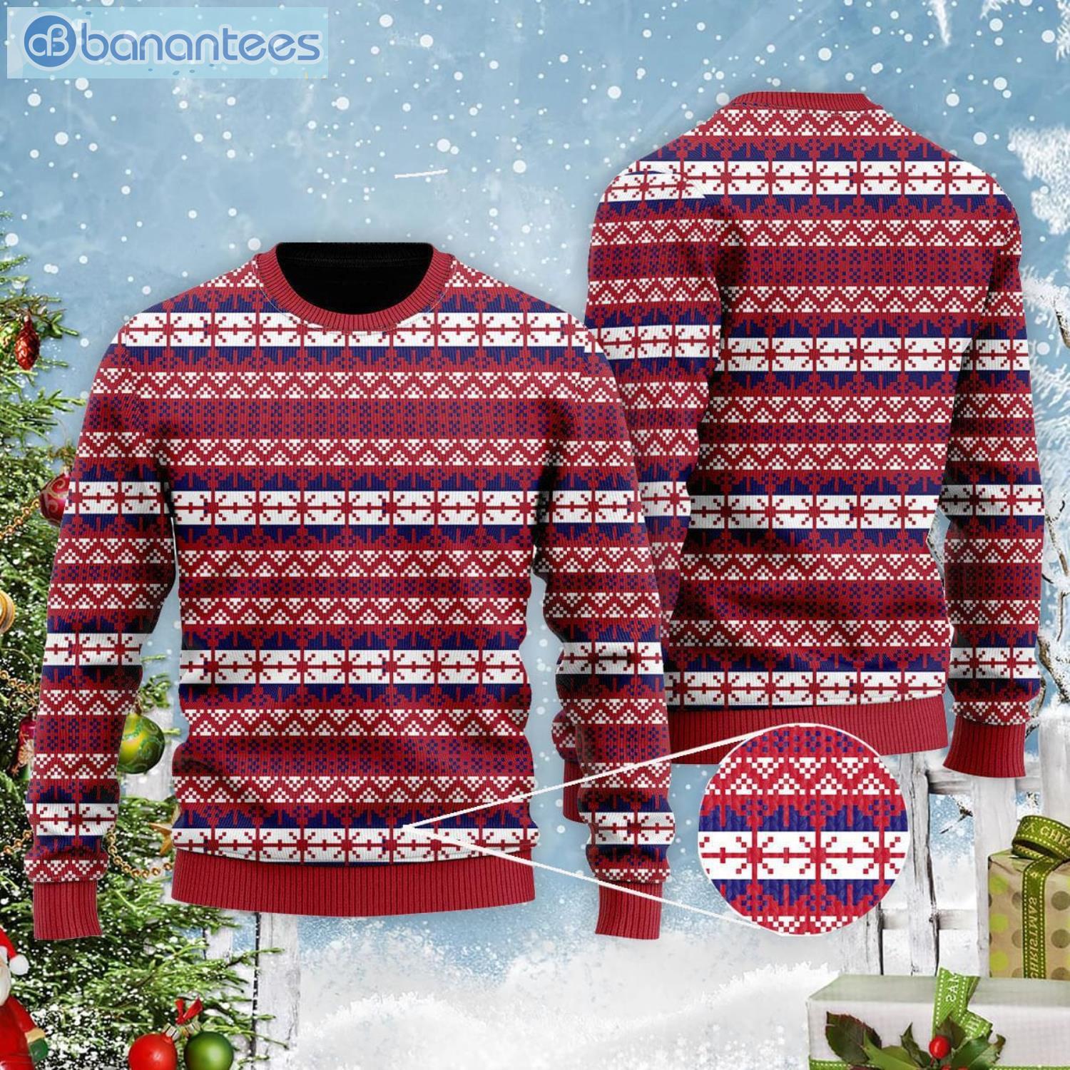 Red Fancy Xmas Pattern Ugly Christmas Sweater Product Photo 1