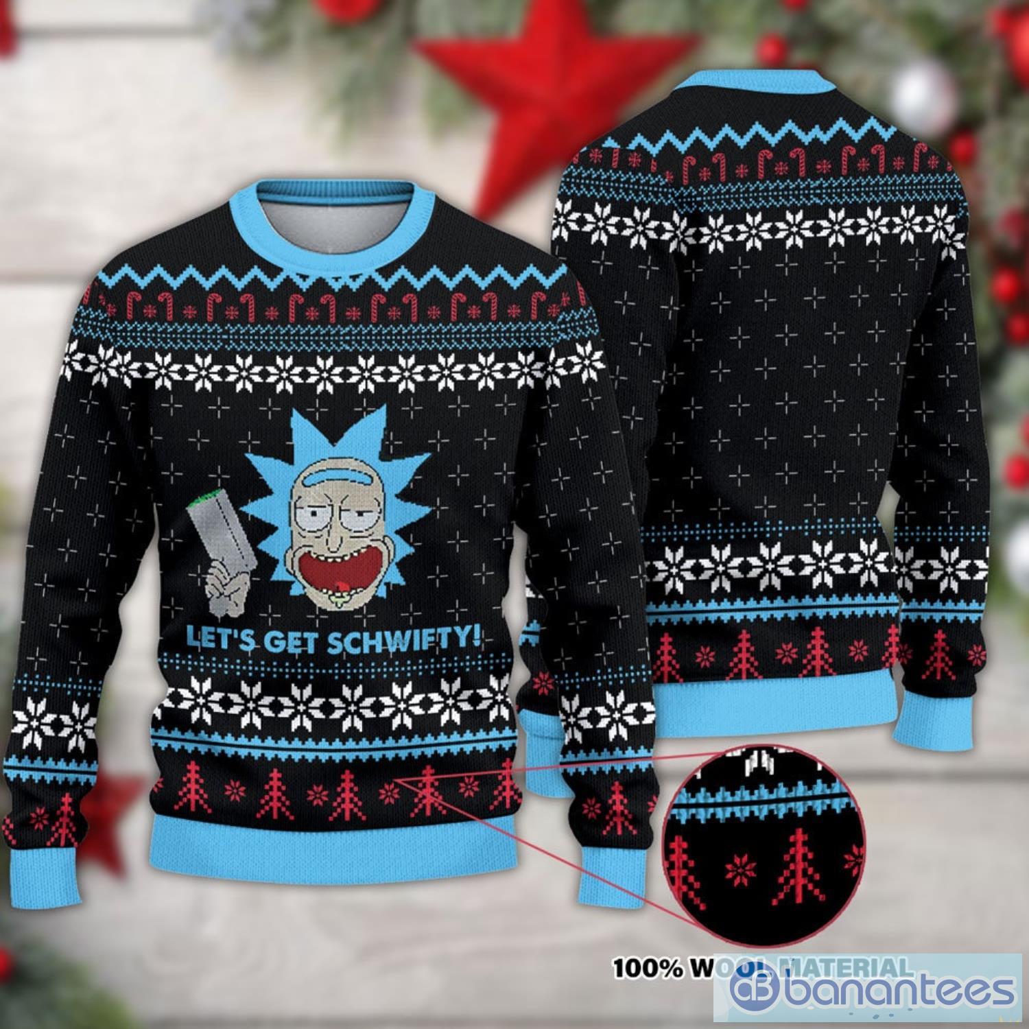 Rick And Morty Get Schwifty Christmas Ugly Sweater Rick Morty Christmas Sweater Pickle Rick Christmas Product Photo 1