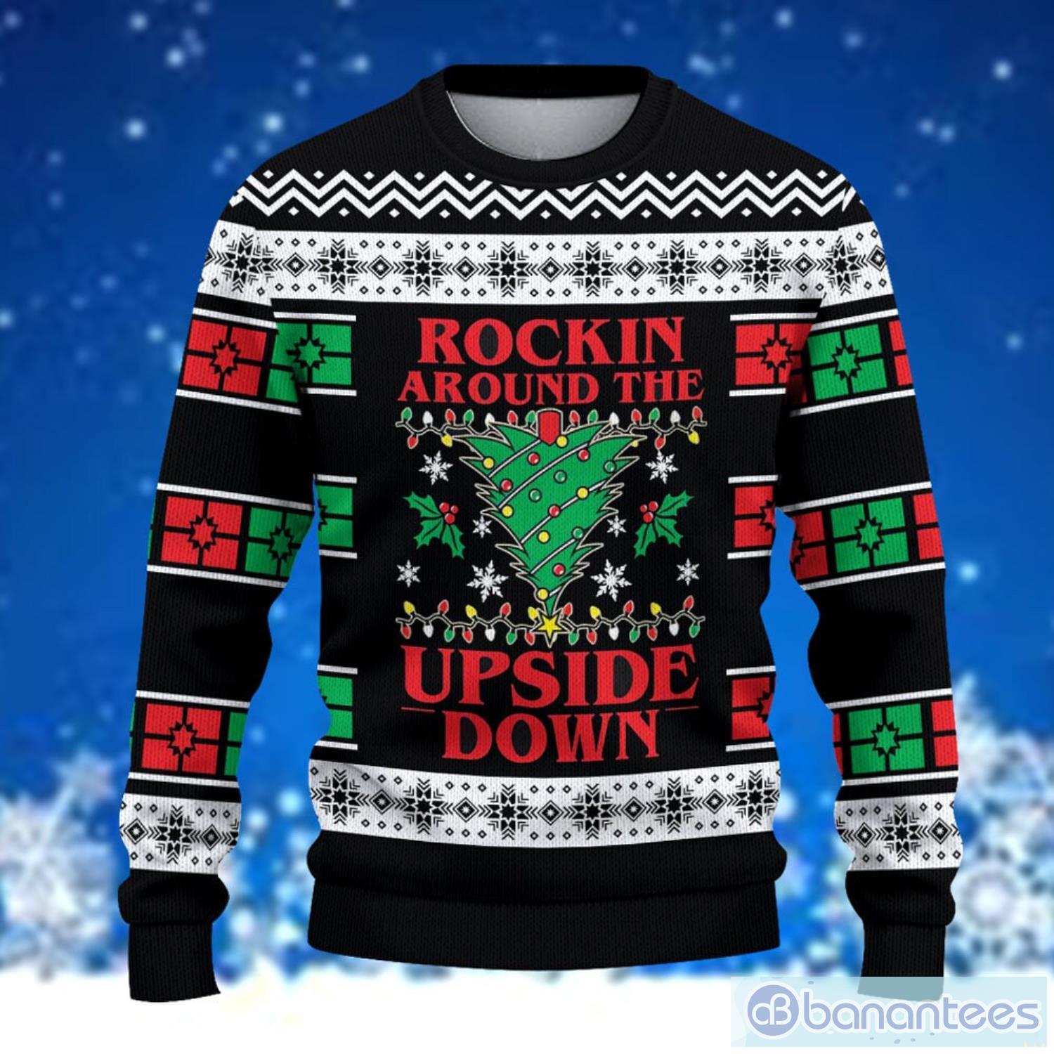 Rockin Around The Upside Down Christmas Ugly Christmas Sweater Product Photo 2