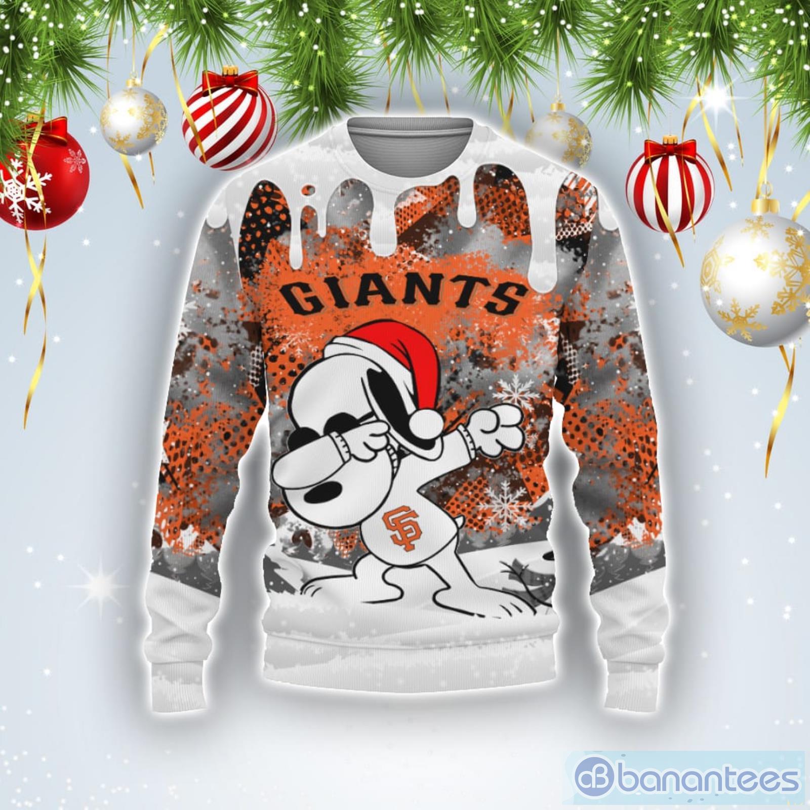 San Francisco Giants Snoopy Dabbing The Peanuts Sports Christmas Ugly Christmas Sweater Product Photo 1