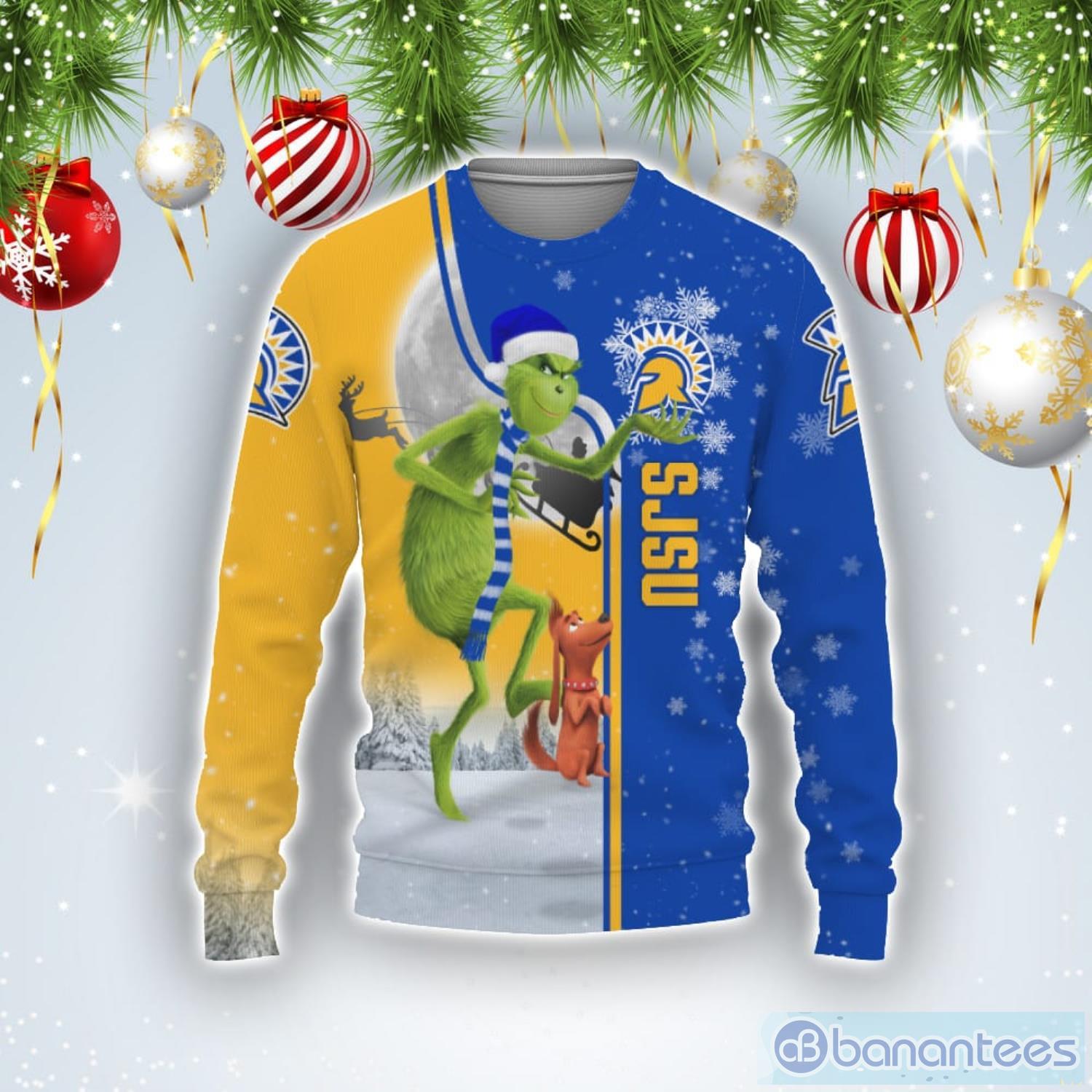 San Jose State Spartans Funny Grinch Ugly Christmas Sweater Product Photo 1