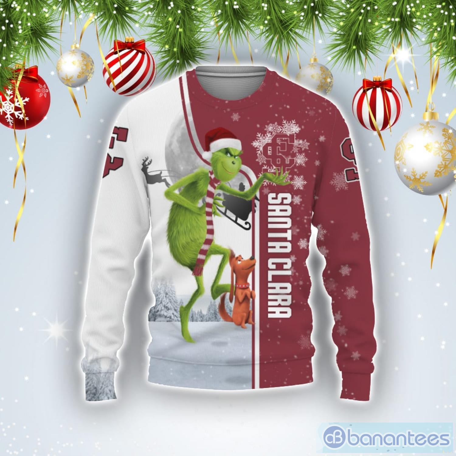 Santa Clara Broncos Funny Grinch Ugly Christmas Sweater Product Photo 1