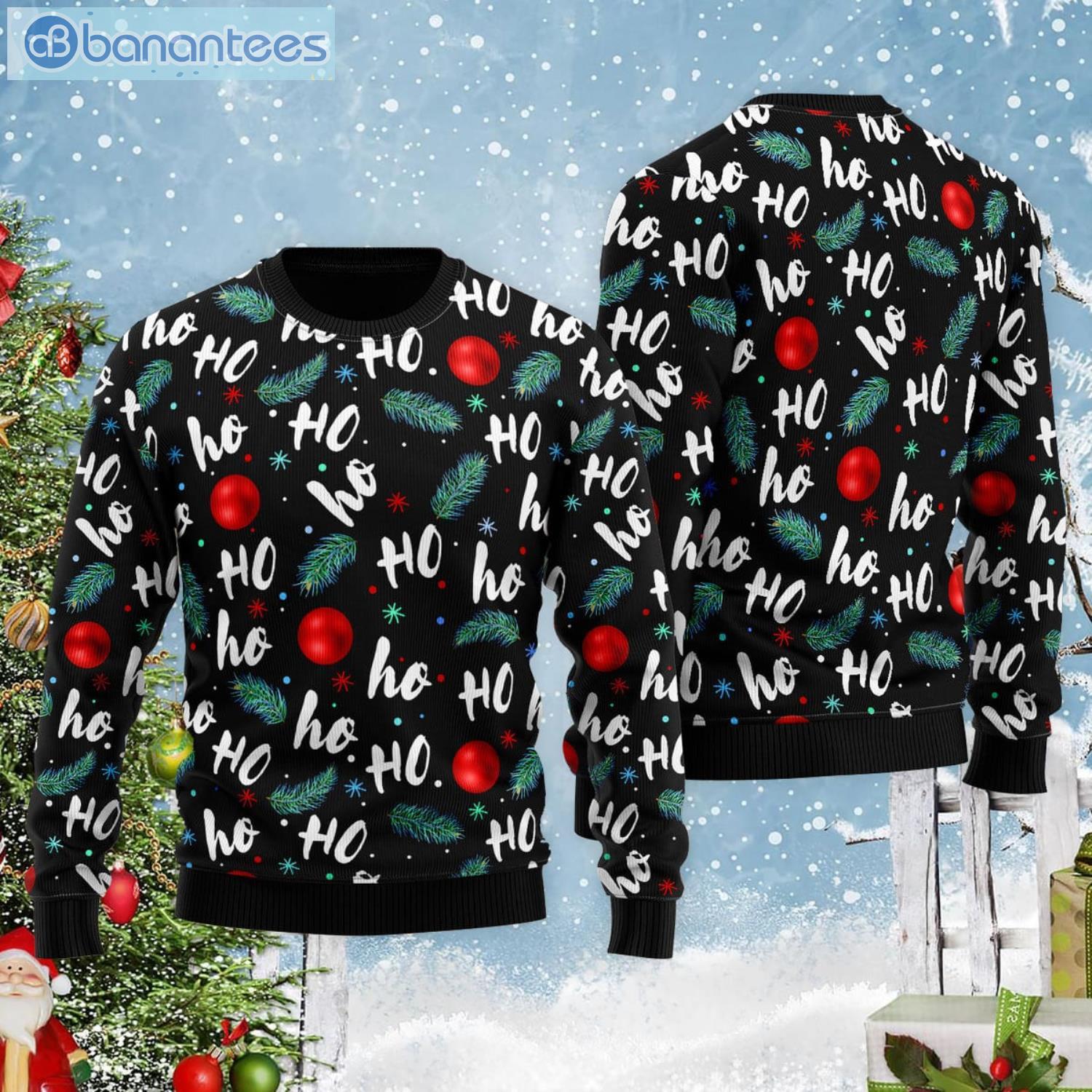 Santa Claus Laughing Pattern All Over Print Ugly Christmas Sweater Product Photo 2