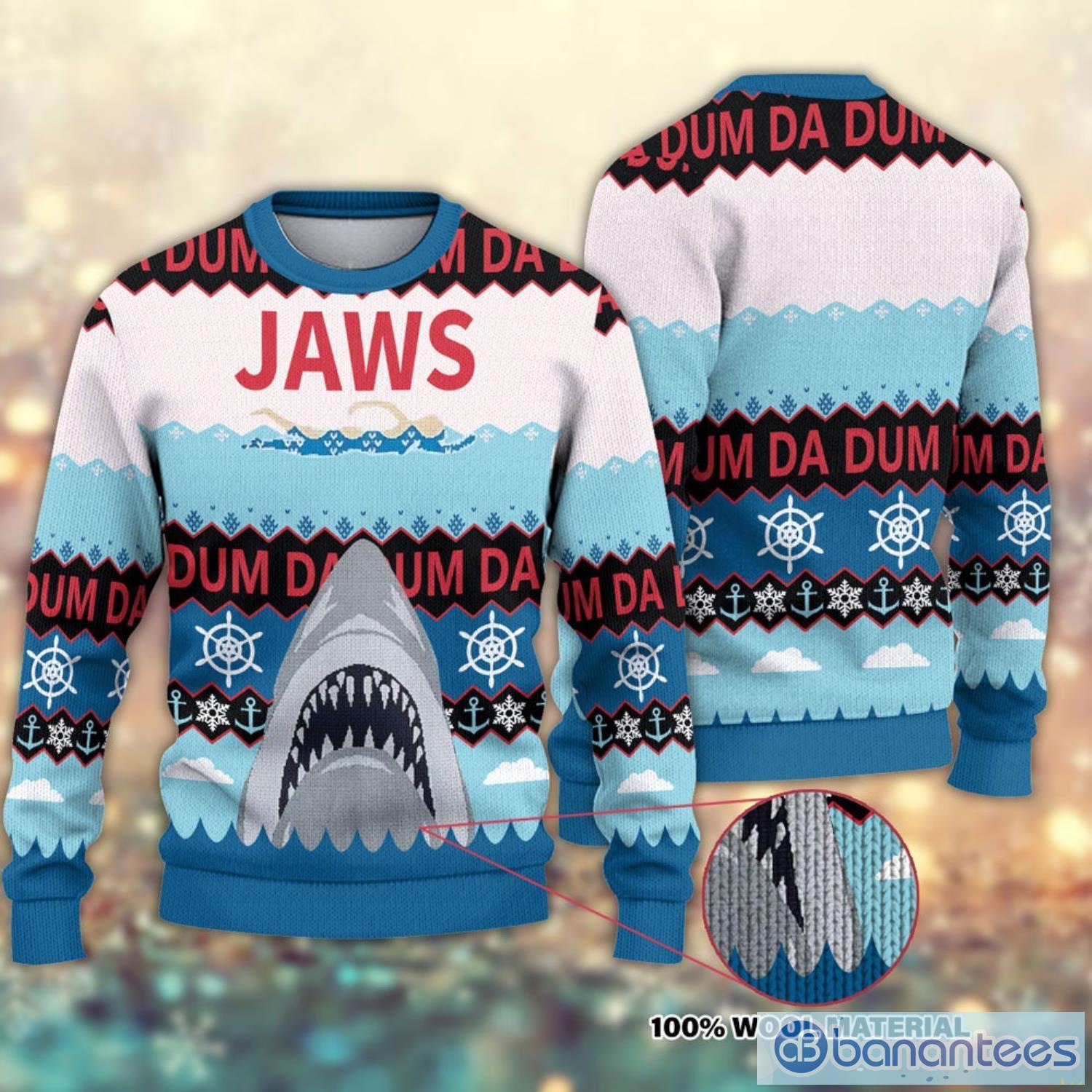 Shark Ugly Christmas Sweater Jaws Shark Ugly Sweater Christmas Gift Sweater Ugly Christmas Sweater Product Photo 1