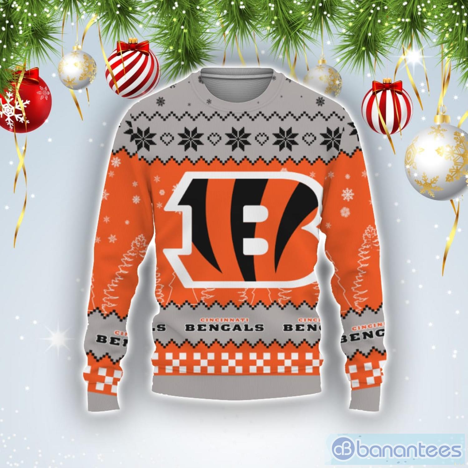Snow Team Logo Cincinnati Bengals Gifts For Fan Christmas Tree Ugly Christmas Sweater Product Photo 1