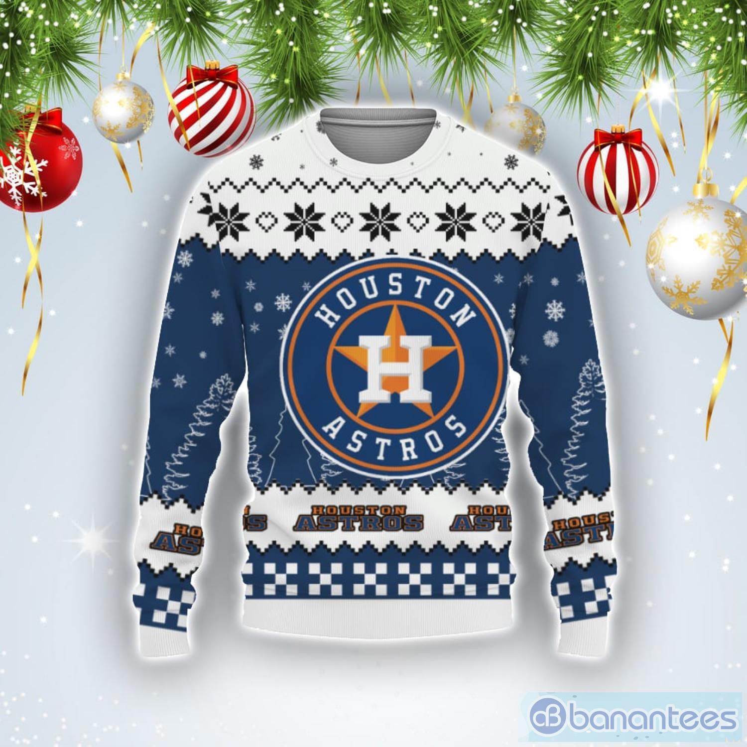Snow Team Logo Houston Astros Gifts For Fan Christmas Tree Ugly Christmas Sweater Product Photo 1