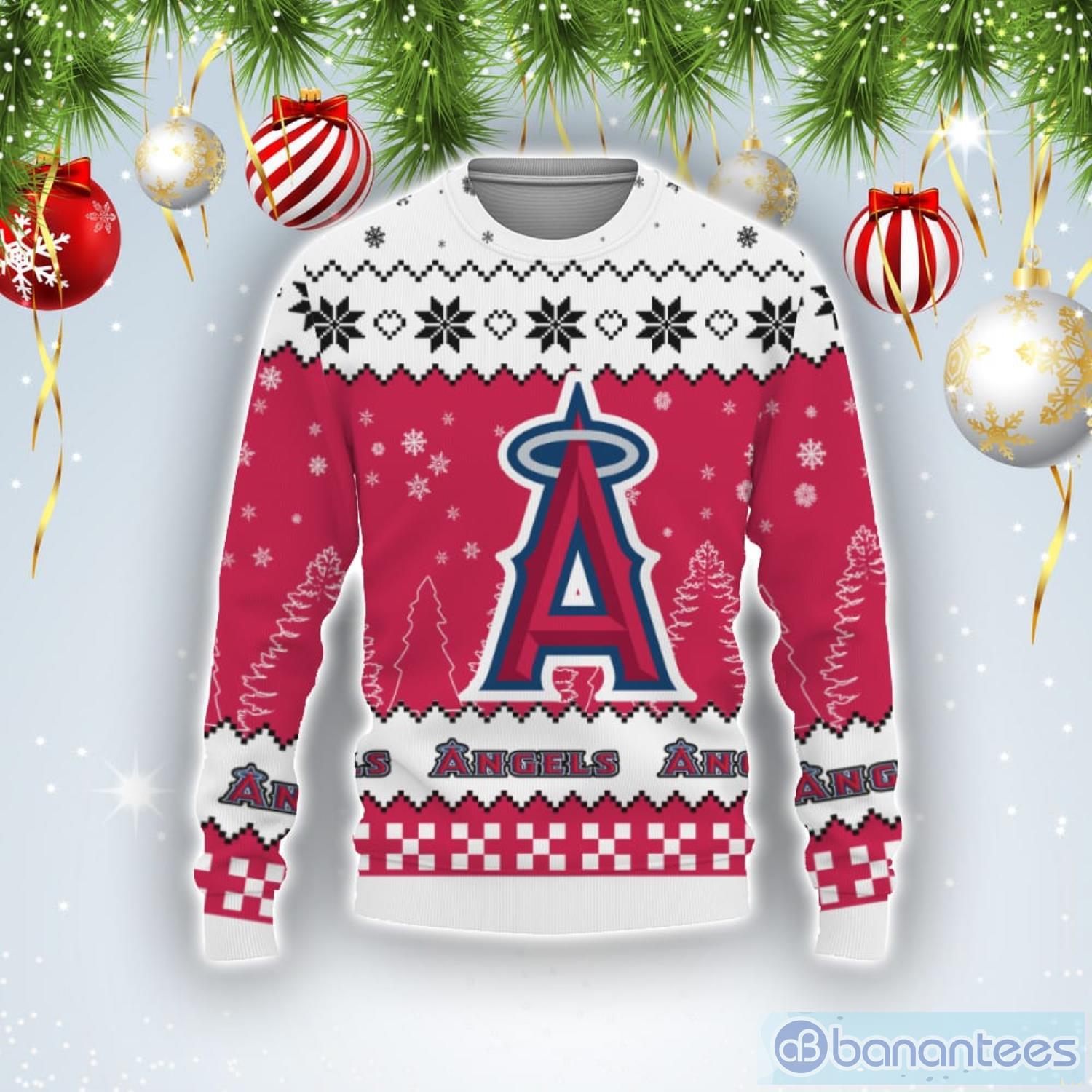 Snow Team Logo Los Angeles Angels Gifts For Fan Christmas Tree Ugly Christmas Sweater Product Photo 1