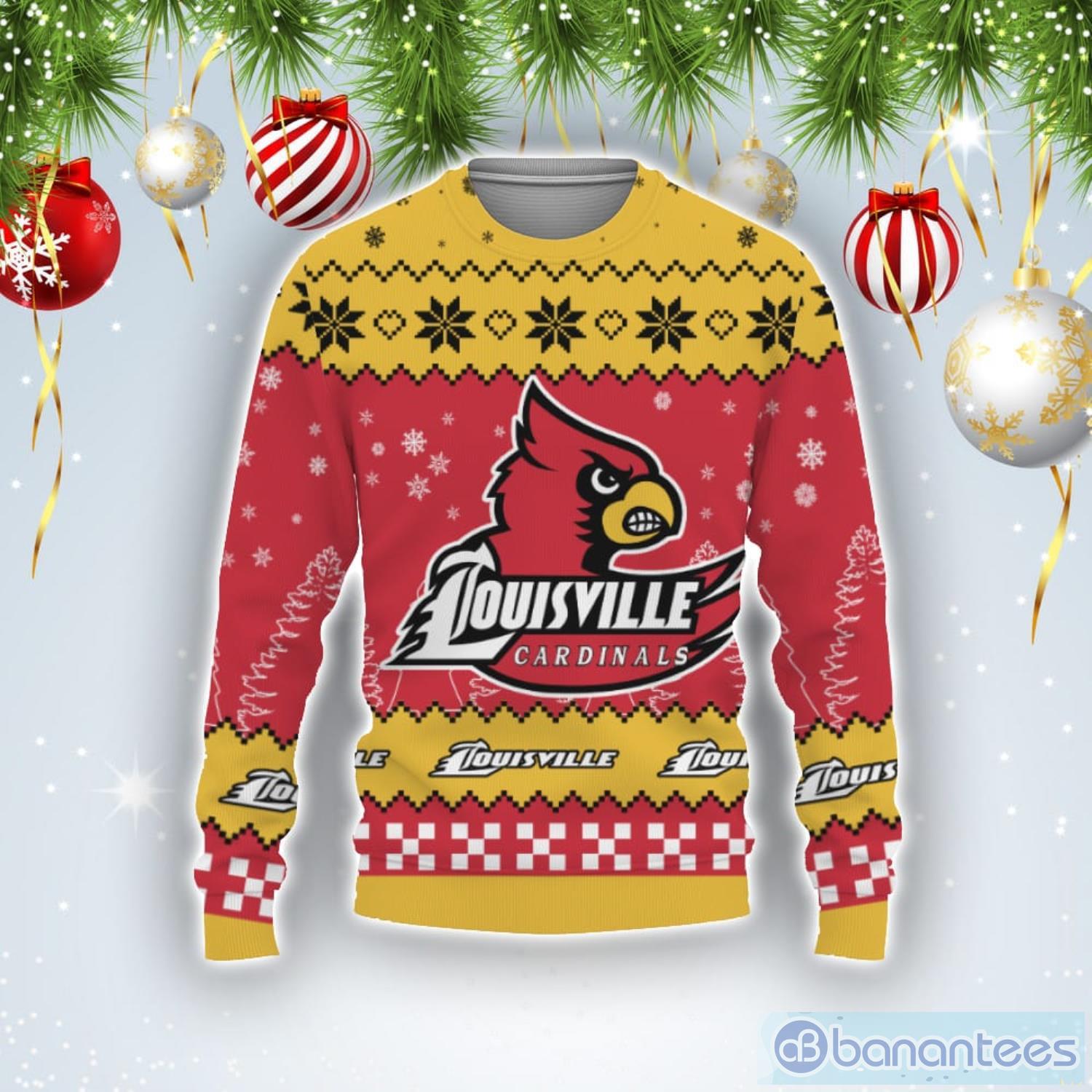 Snow Team Logo Louisville Cardinals Gifts For Fan Christmas Tree Ugly Christmas Sweater Product Photo 1