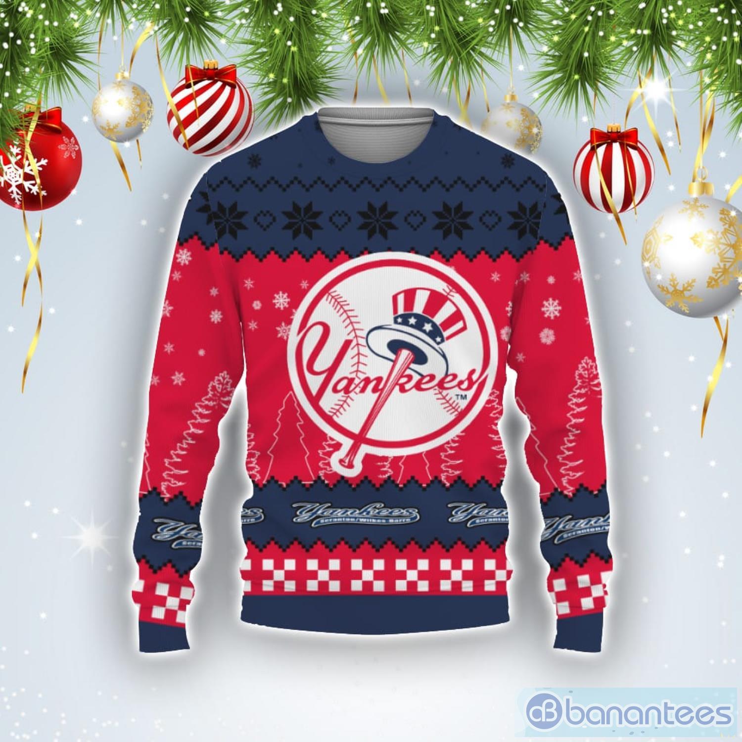 Snow Team Logo New York Yankees Gifts For Fan Christmas Tree Ugly Christmas Sweater Product Photo 1