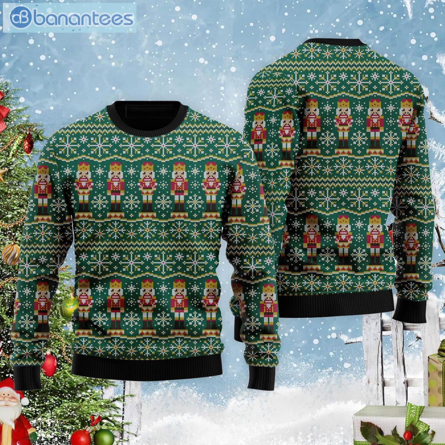Son Of Nutcracker Snowflakes Pattern Ugly Christmas Sweater Product Photo 1