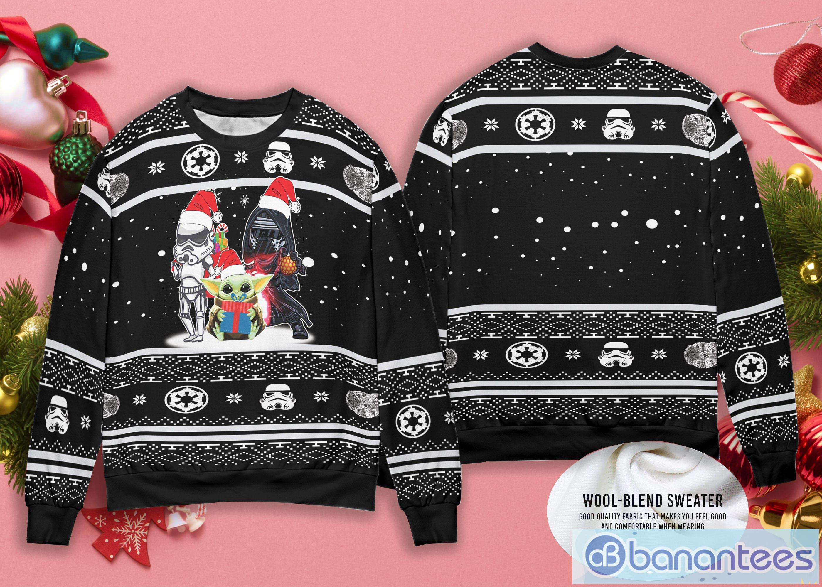 Chicago Cubs Baby Yoda Star Wars Ugly Christmas Sweater - Banantees