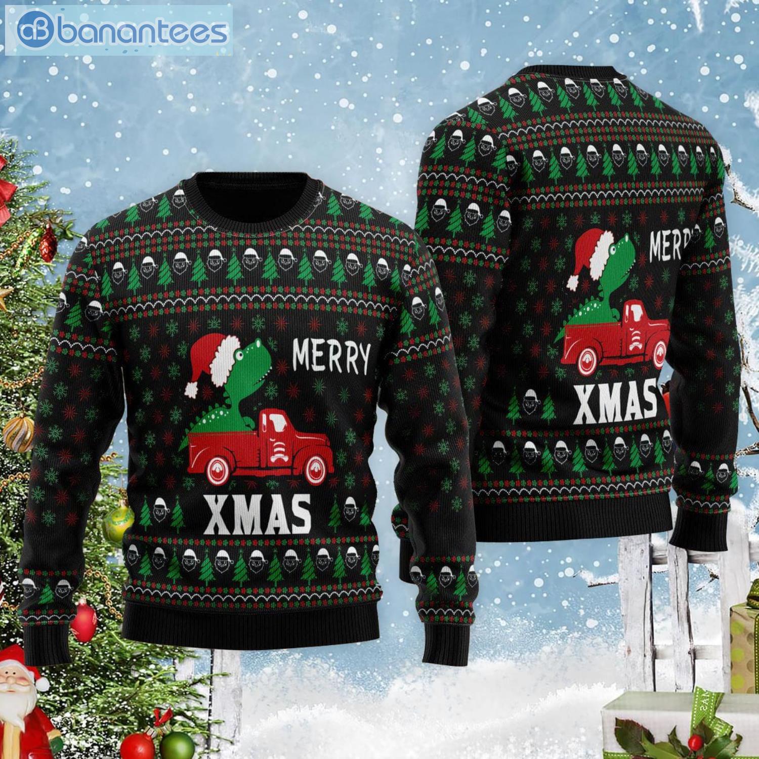 T-rex Merry Xmas Ugly Christmas Sweater Product Photo 2