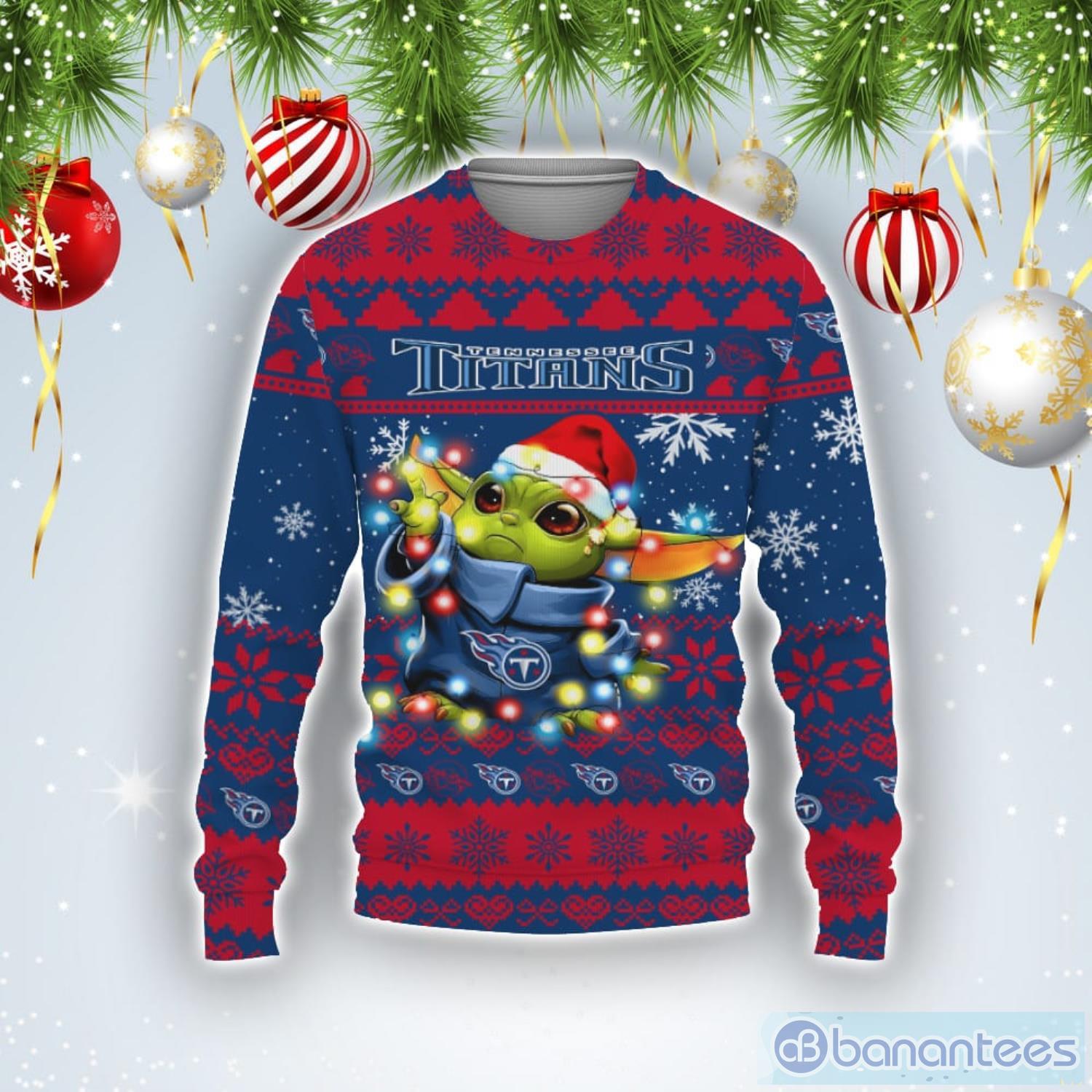 Tennessee Titans Baby Yoda Star Wars Sports Football American Ugly Christmas Sweater Product Photo 1