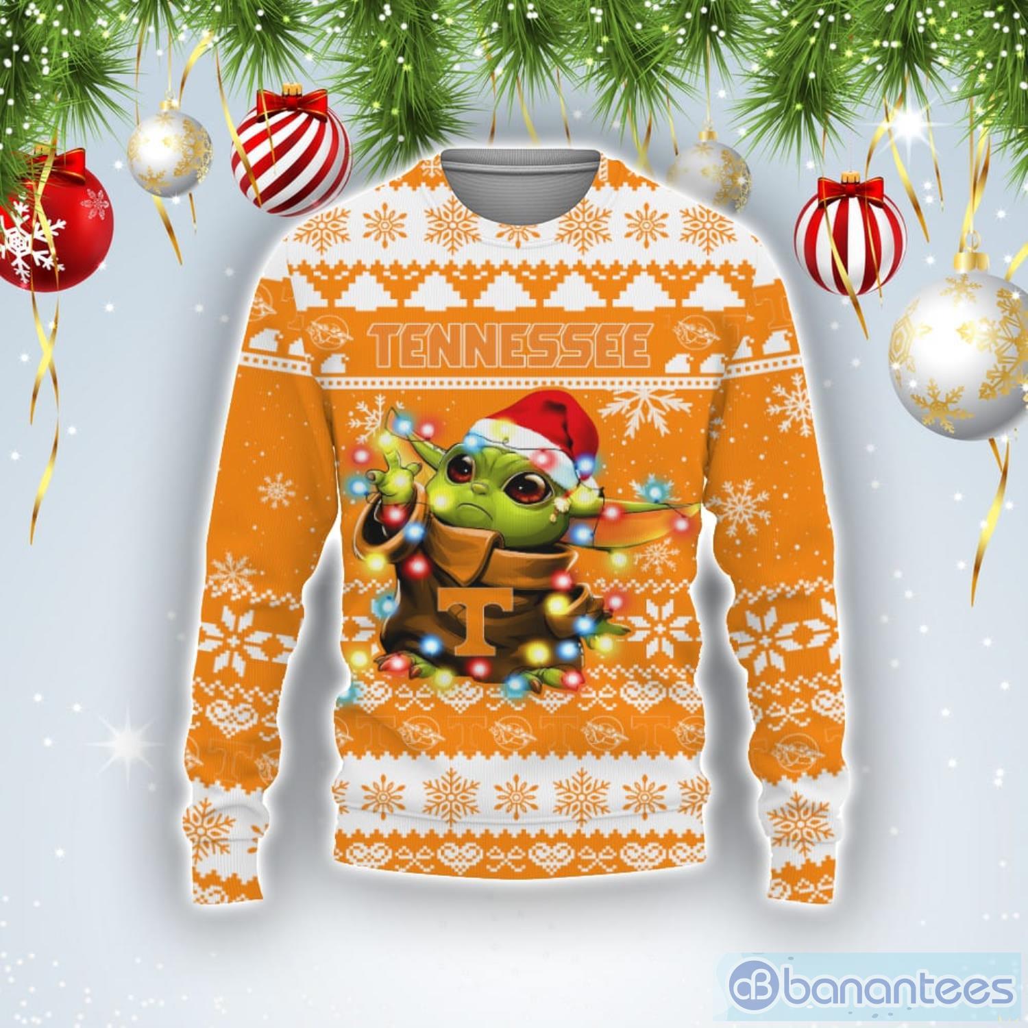 Tennessee Volunteers Baby Yoda Star Wars Sports Football American Ugly Christmas Sweater Product Photo 1