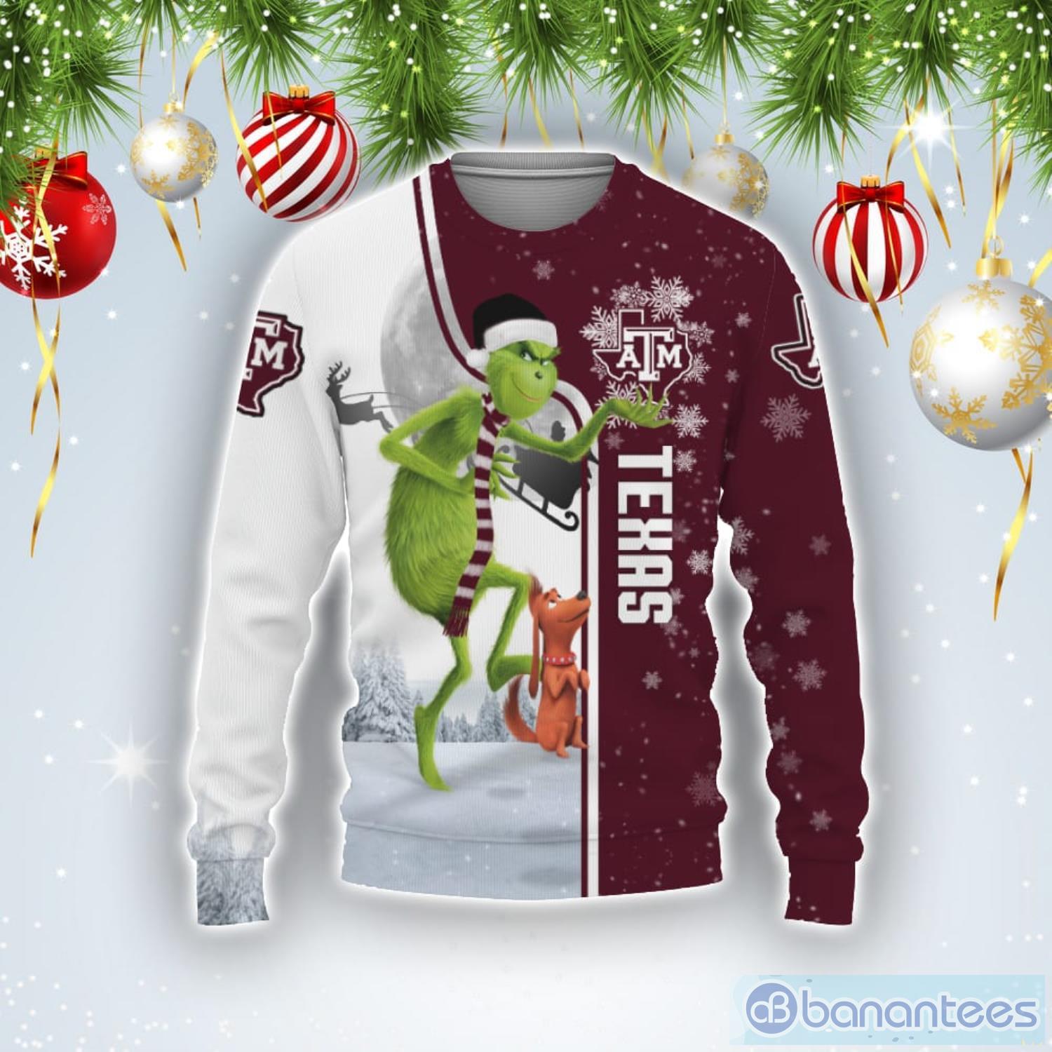 Texas AM Aggies Funny Grinch Ugly Christmas Sweater Product Photo 1