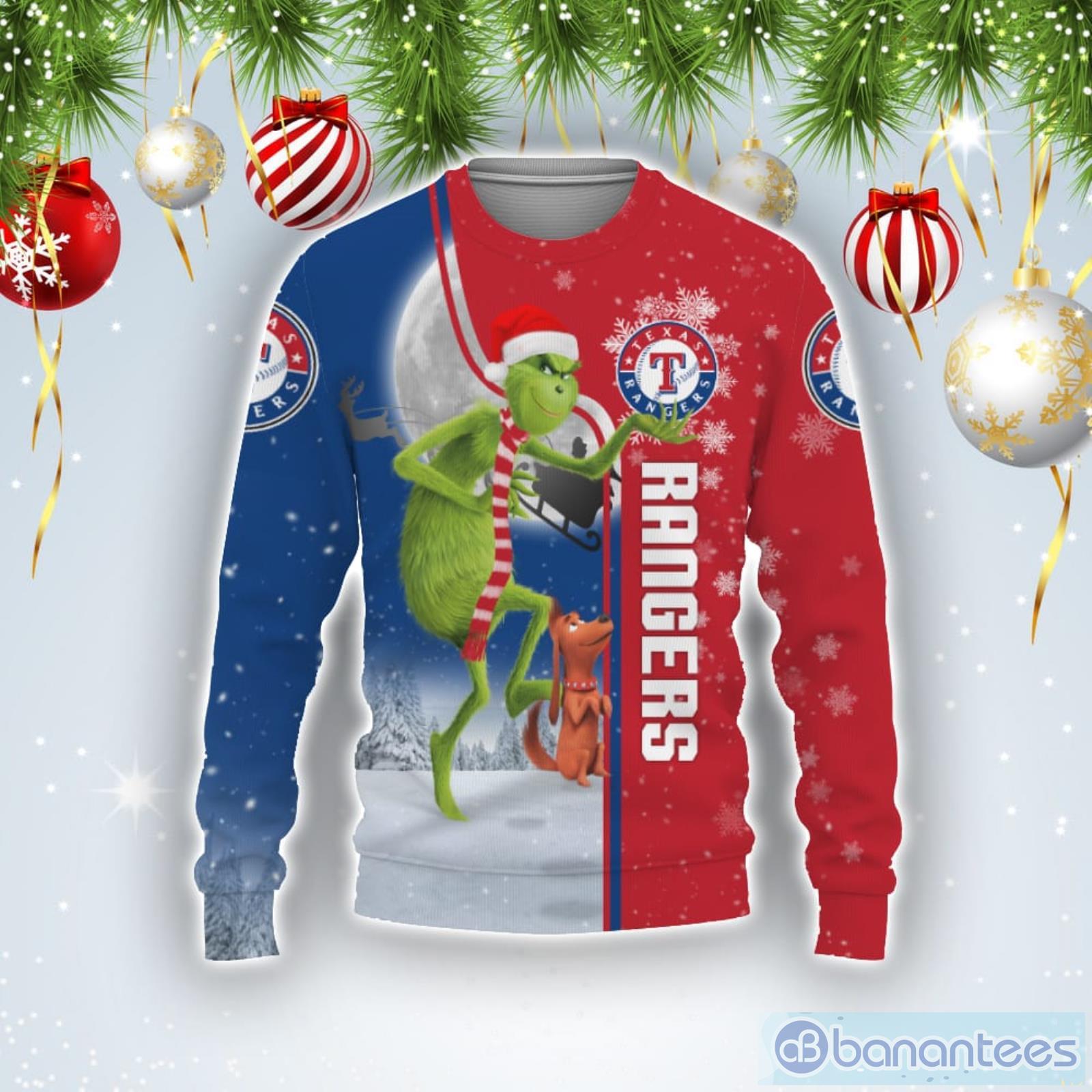 Texas Rangers Funny Grinch Ugly Christmas Sweater Product Photo 1