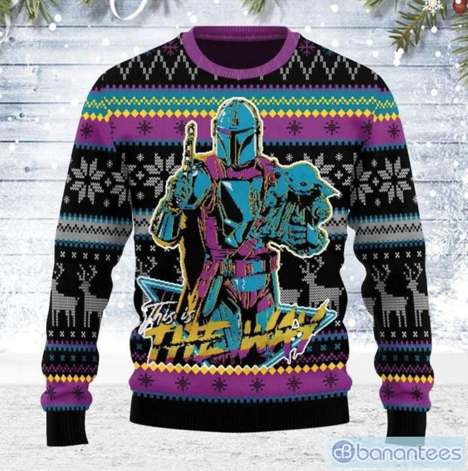 The Mandalorian Baby Yoda Sweater Ugly Christmas Sweater Product Photo 1