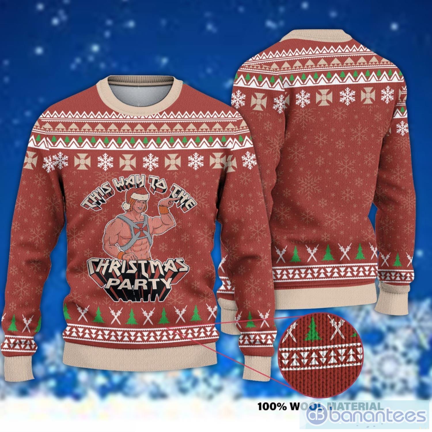 This Way To The Christmas Party He Man Christmas Ugly Sweater He Man Christmas Sweater Product Photo 1