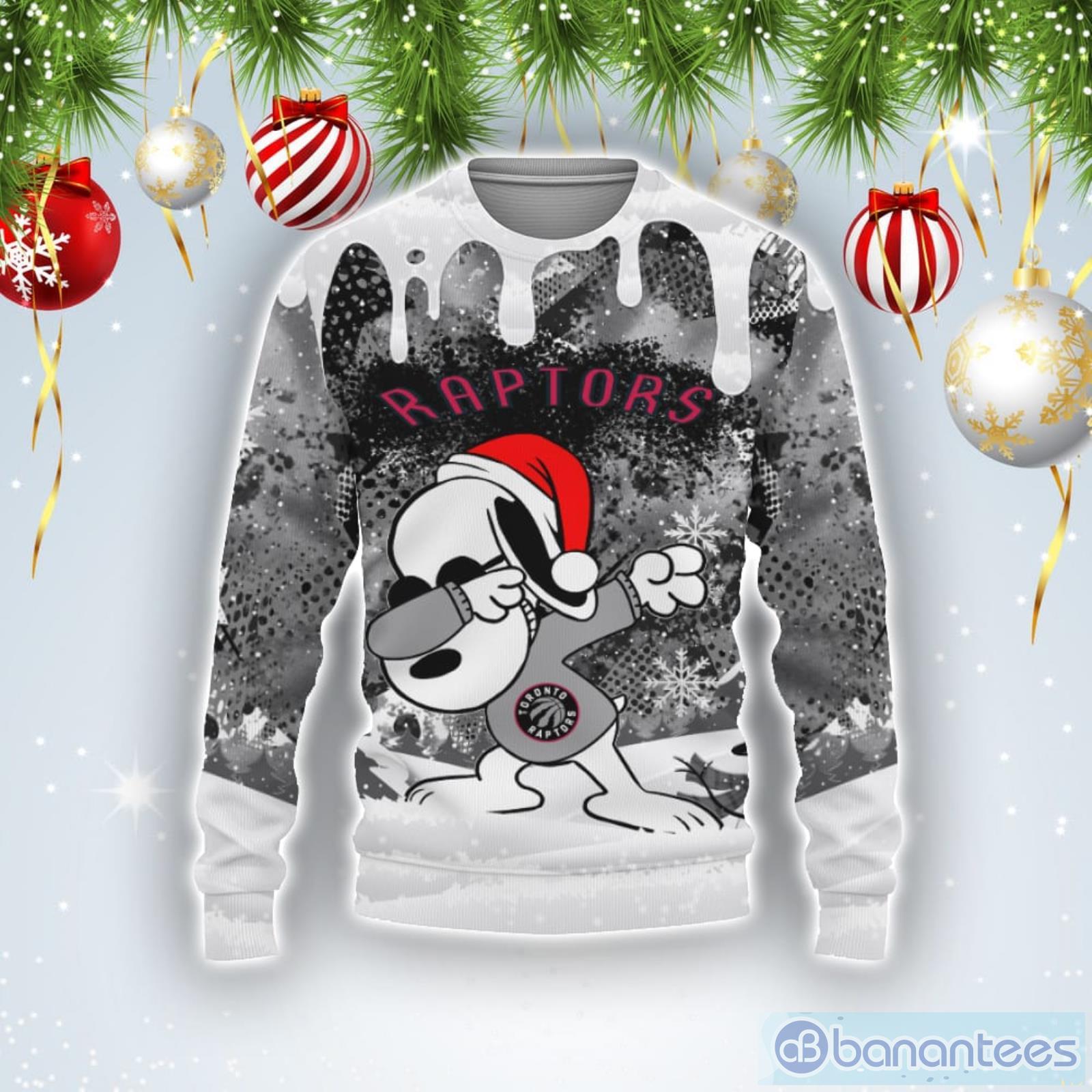 Toronto Raptors Snoopy Dabbing The Peanuts Sports Christmas Ugly Christmas Sweater Product Photo 1