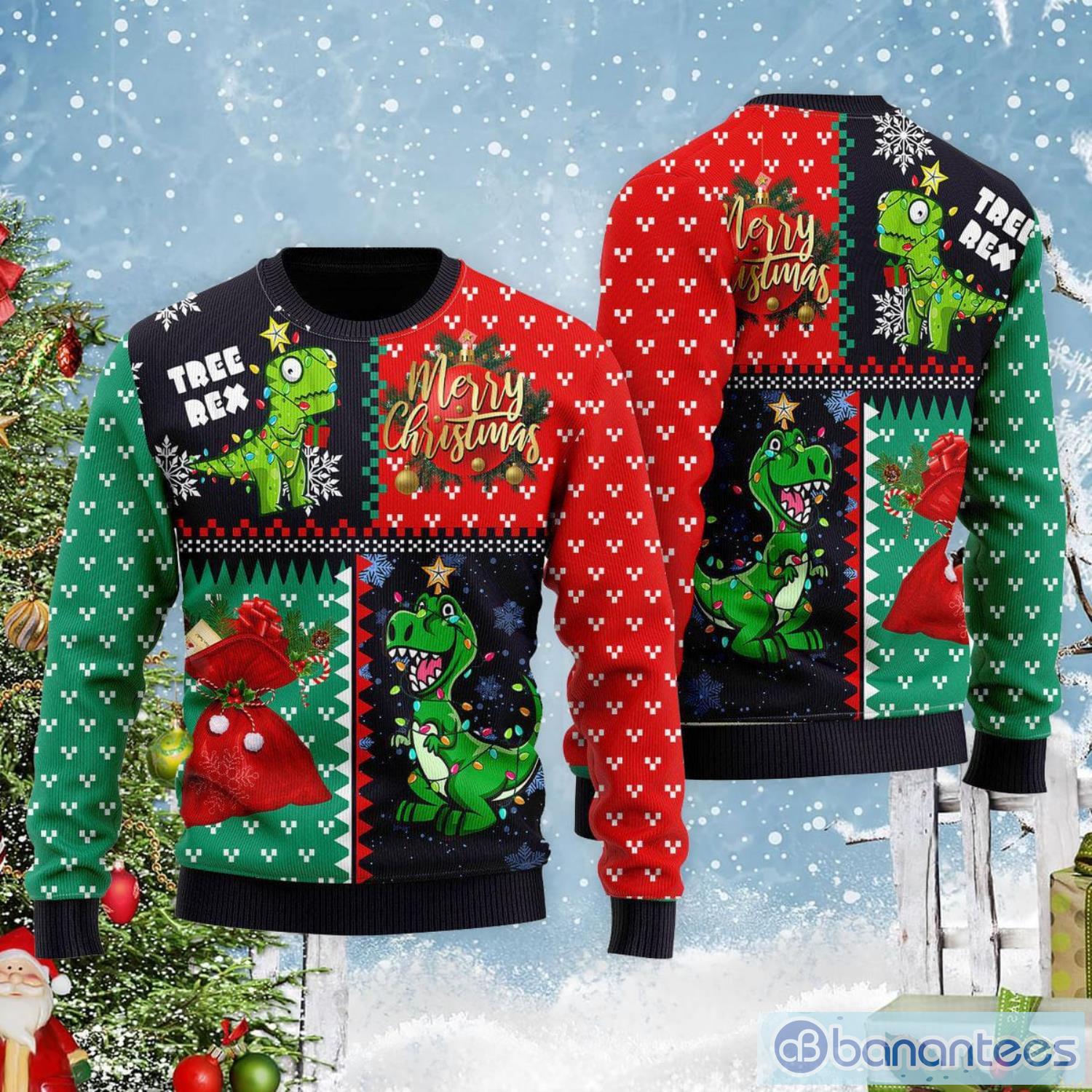 Tree Rex Merry Christmas Cute Christmas Gift Ugly Christmas Sweater Product Photo 1