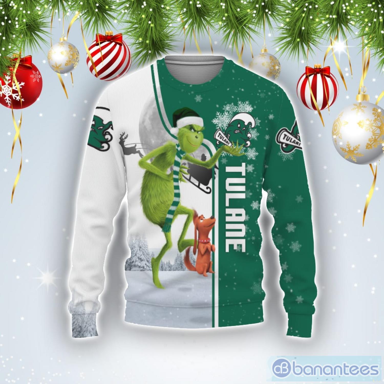 Tulane Green Wave Funny Grinch Ugly Christmas Sweater Product Photo 1