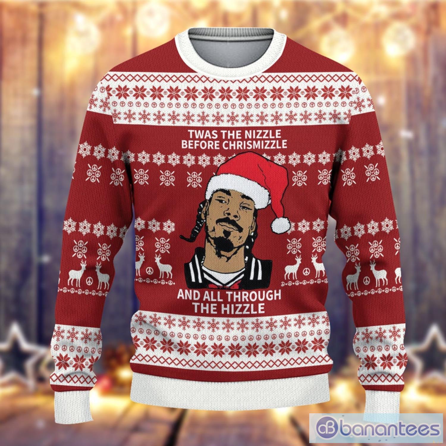 Twas The Nizzle Before Christmizzle Snoop Dogg Christmas Ugly Sweater Product Photo 2