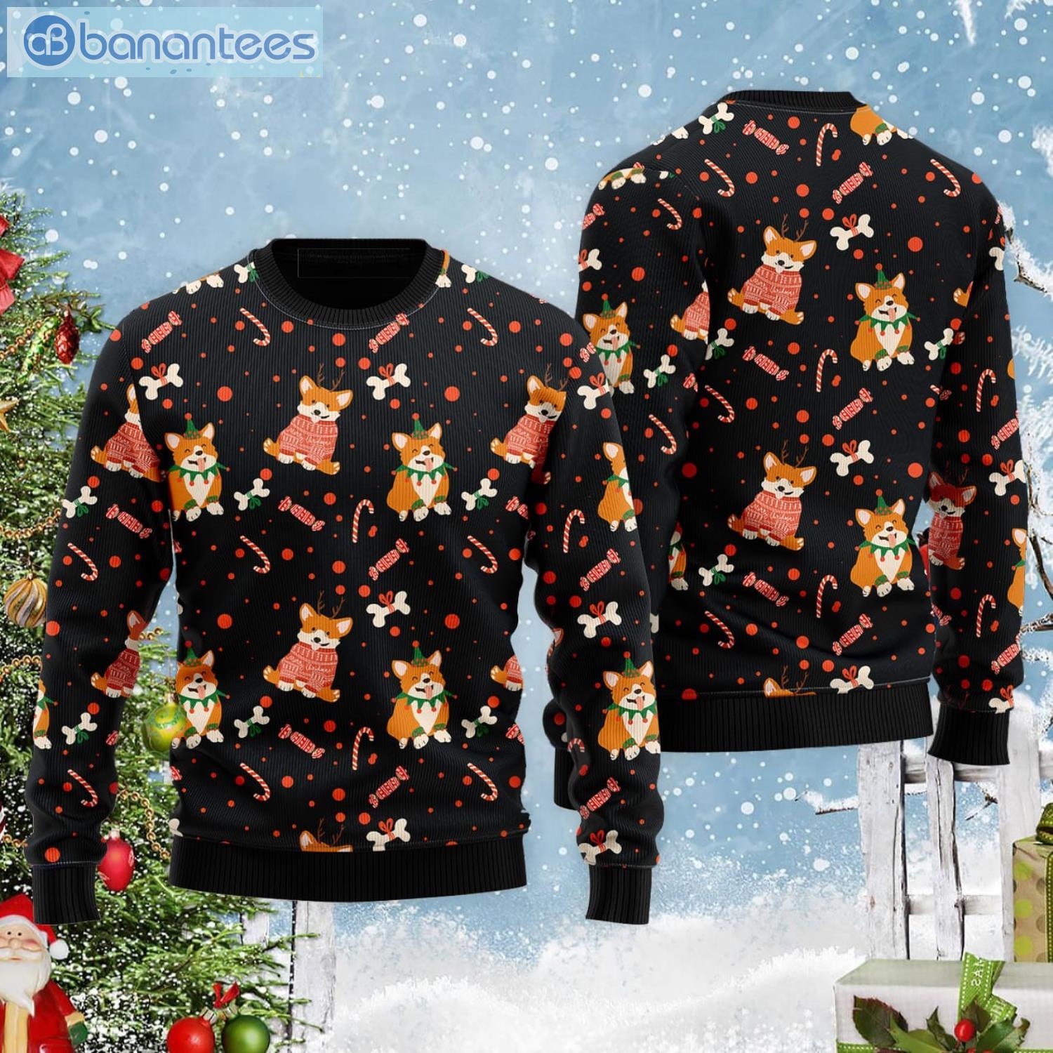 Very Cute Xmas Corgi Dog Pattern All Over Print Ugly Christmas Sweater Product Photo 2