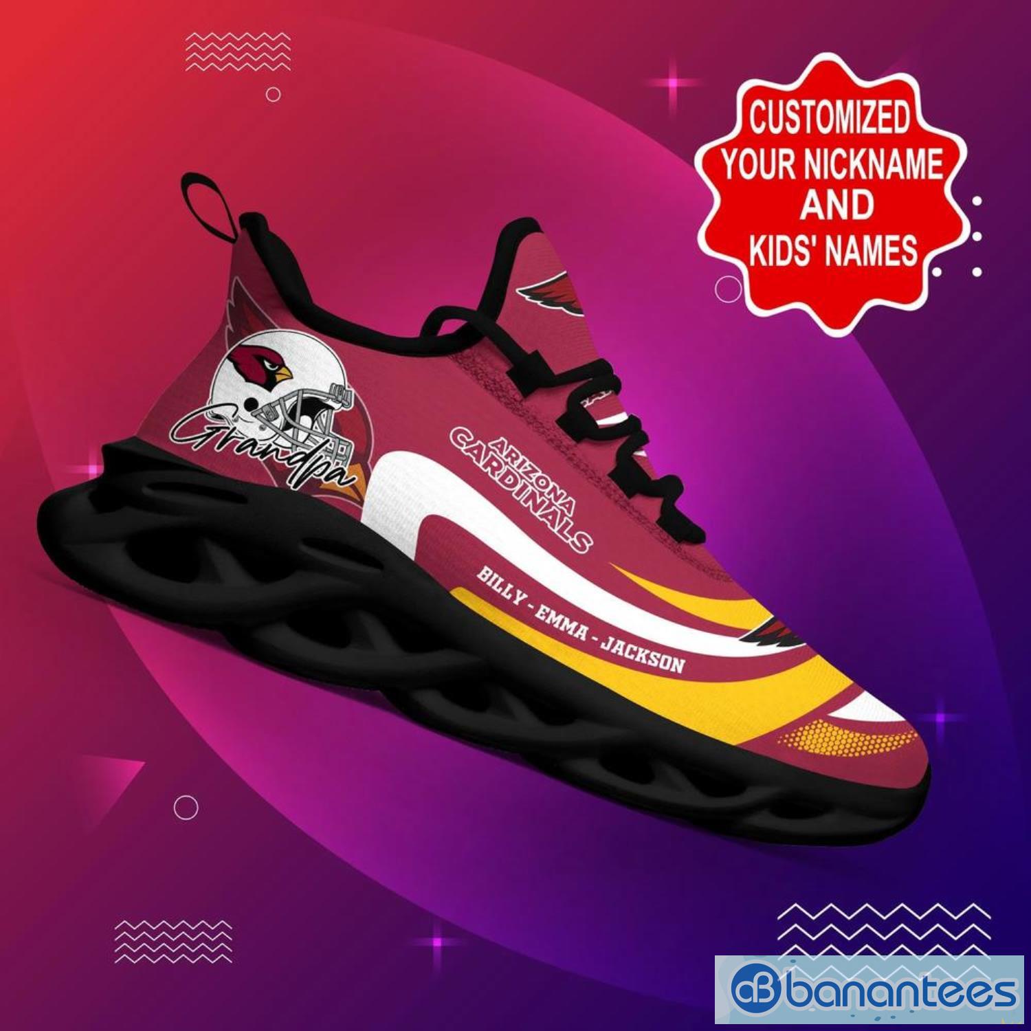 Arizona Cardinals NFL Max Soul Shoes Custom Name Sneakers Gifts For NFL Fans Product Photo